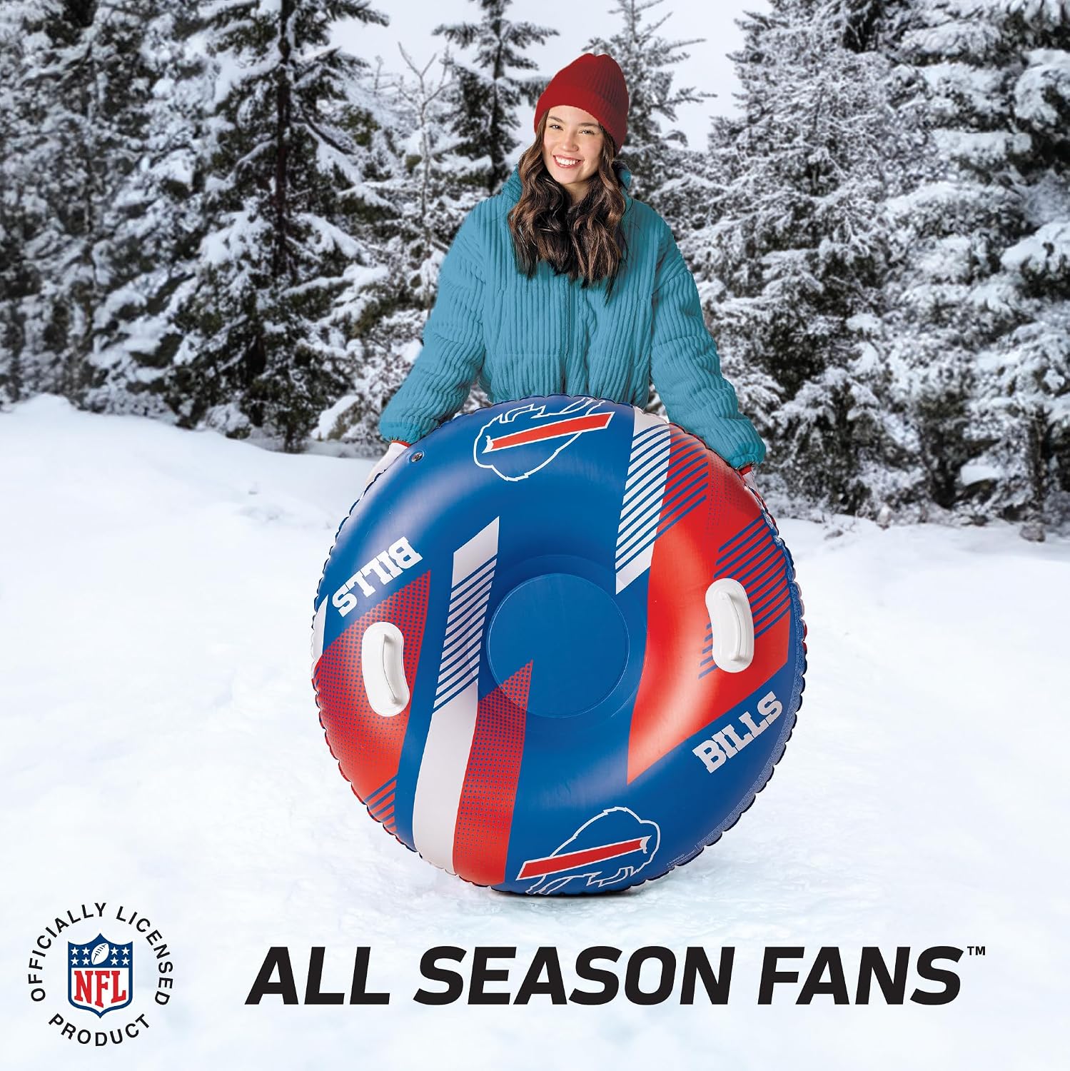 Big Mouth Inc NFL Snow Tube, Heavy Duty Inflatable Snow Sled for Winter Tubing, Ride-On Snow Tube with Handles for Kids and Adults, Outdoor Winter Fun and Football Fan Gifts