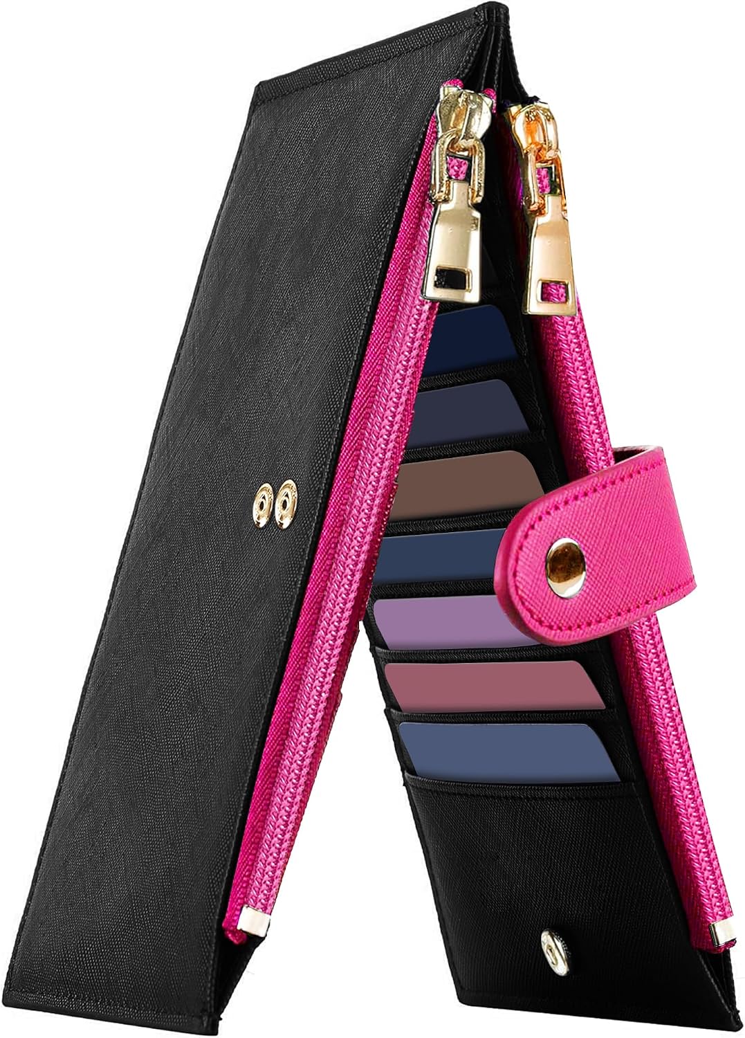 Travelambo RFID Wallet Women Large Size Bifold Multi Card Wallet Case with Zipper Pocke Credit Card Holder for Women