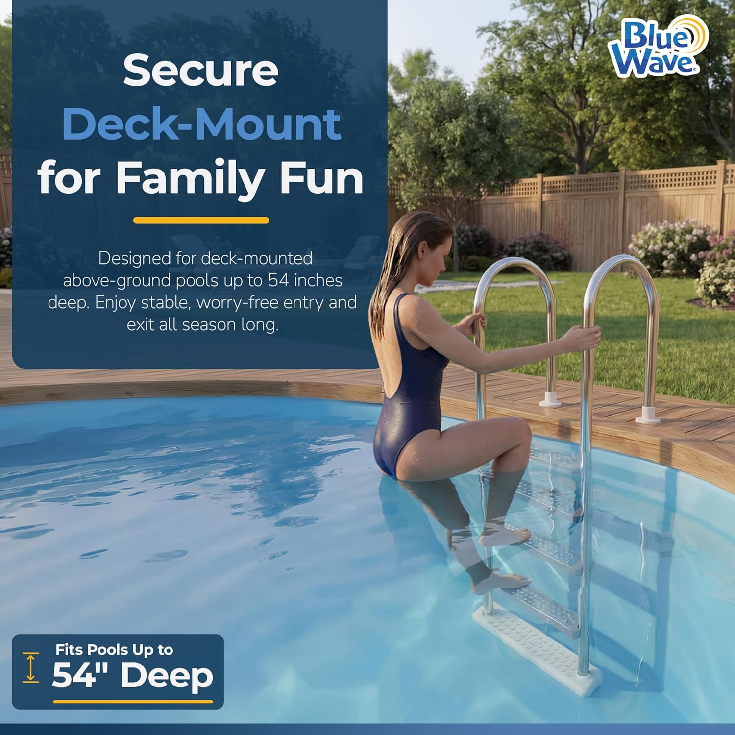 Blue Wave Premium Stainless Steel in-Pool Ladder for Above Ground Pools