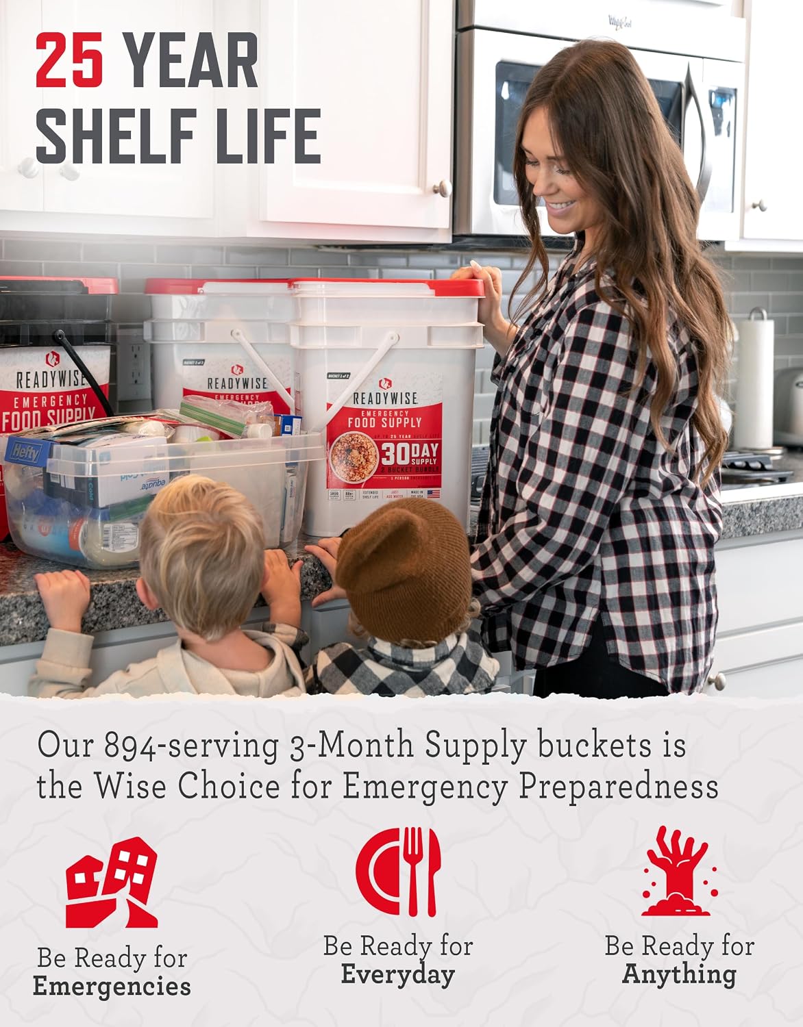 ReadyWise Emergency Food Supply - 72 Hour Survival Kit, 30 Servings of Protein Meals, Freeze Dried Food for Backpacking, Camping Essentials & Disaster Prepping Supplies, up to 25 Year Shelf Life