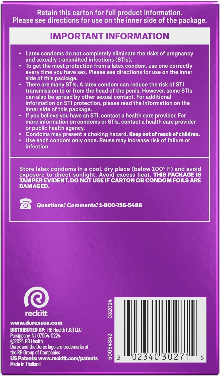 Durex Extra Sensitive Thin Condoms, Lubricated Latex Condoms for Men, 24 Count