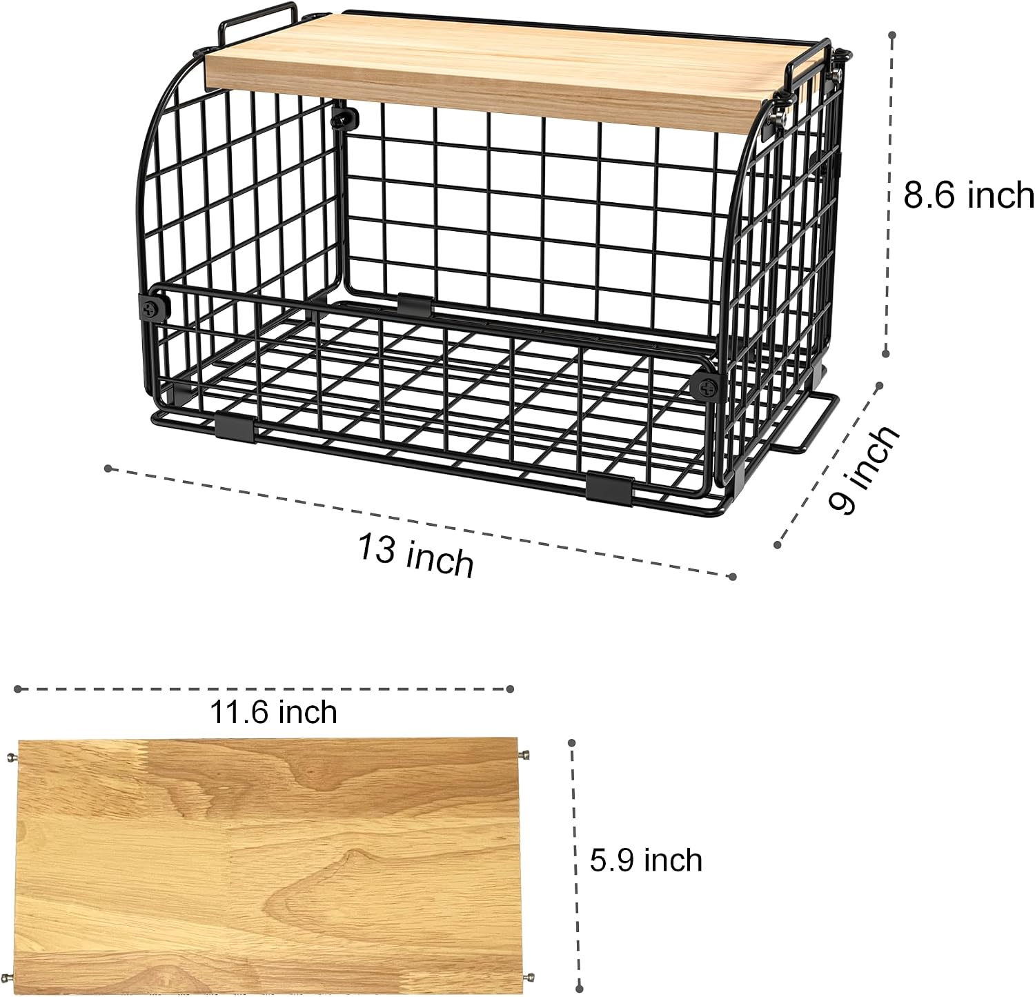 2 Set Stackable Wire Basket with Openable Top, Kitchen Counter