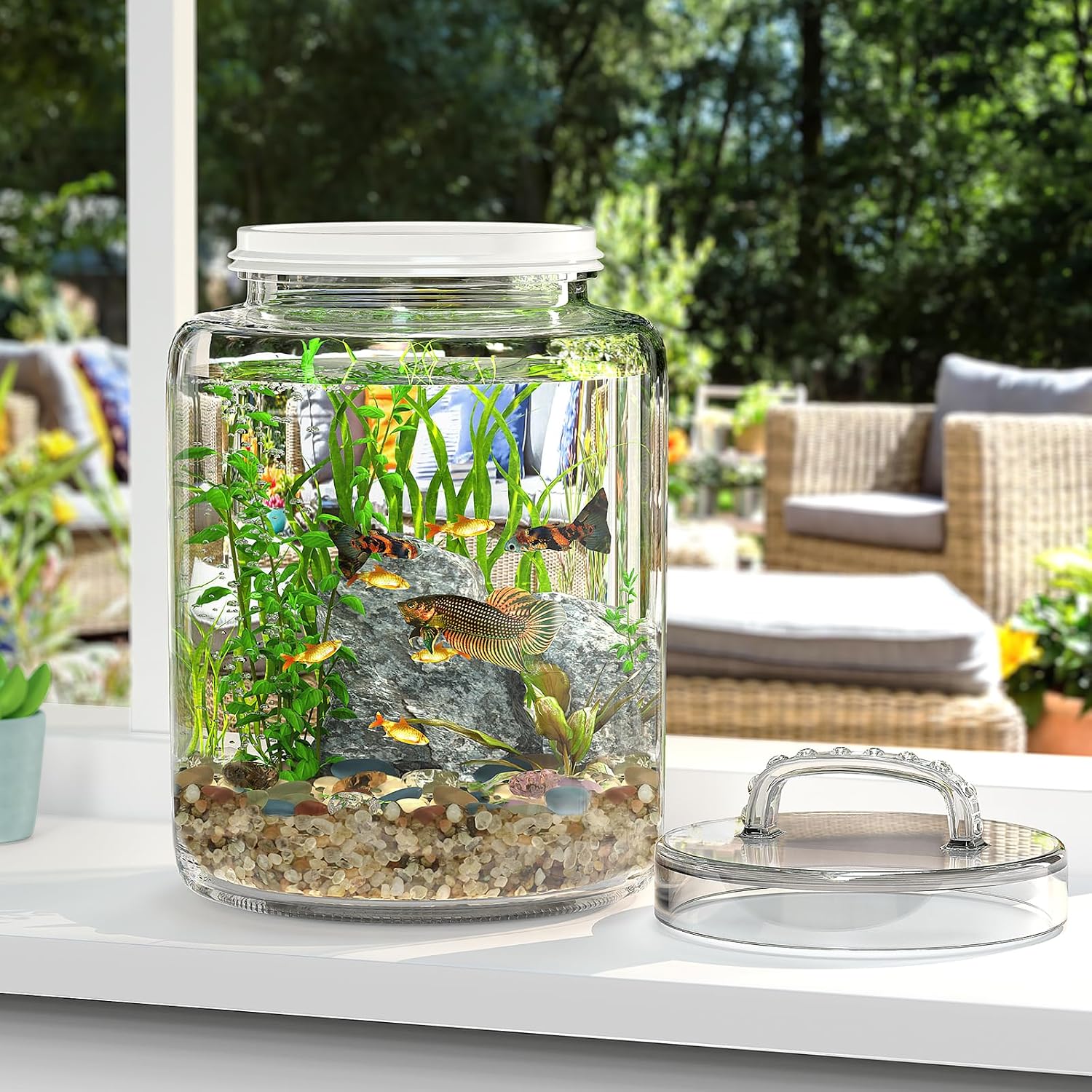 3 Gallon Glass Jar with Airtight Lid, Wide Mouth Large Glass Container