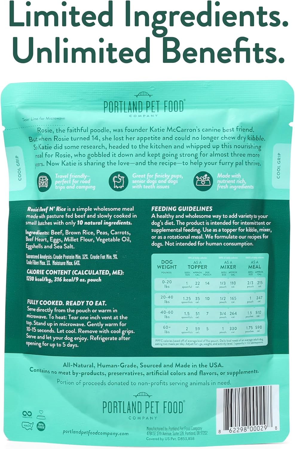 Portland Pet Food Company Fresh, Human Grade Dog Food Topper & Meal 5 Pack