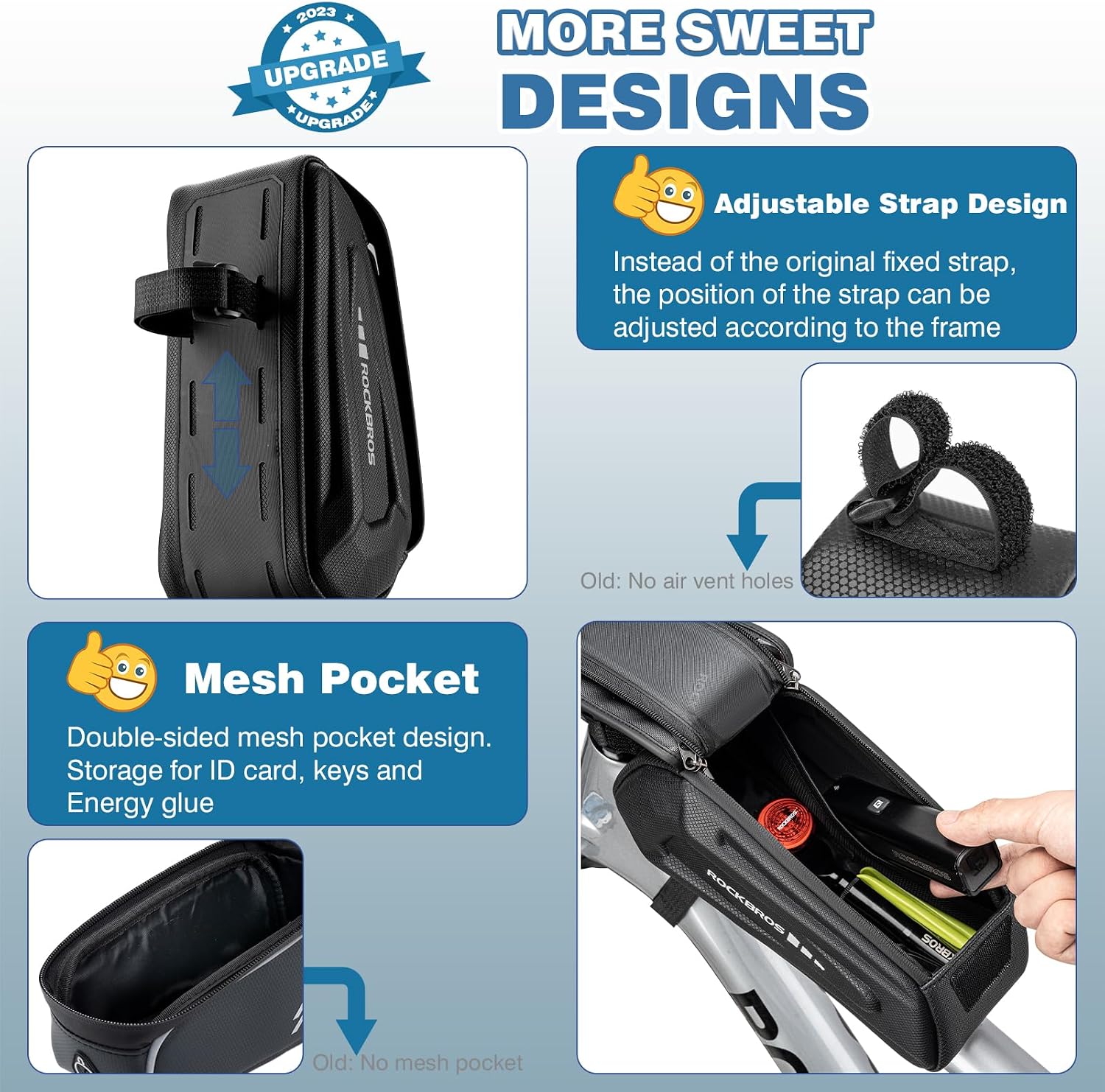 ROCKBROS Bike Phone Bag, [Oversized] EVA Waterproof Bike Top Tube Bag