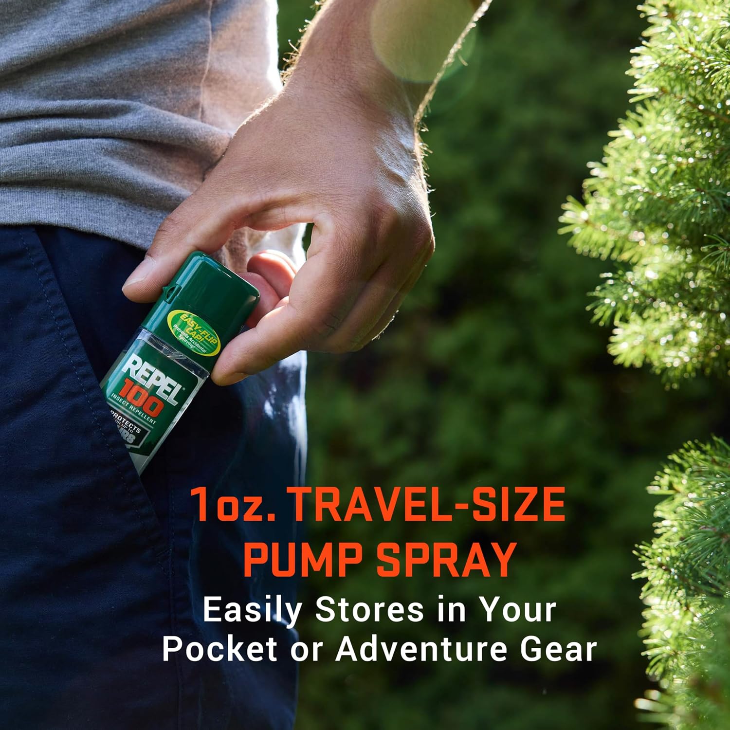 Repel 100 Insect Repellent, 1 Ounce, With DEET, 10-Hour Protection Long-Lasting Insect Repellent Travel Pump Spray Repels Mosquitoes, Ticks, Gnats, Biting Flies, Chiggers And Fleas