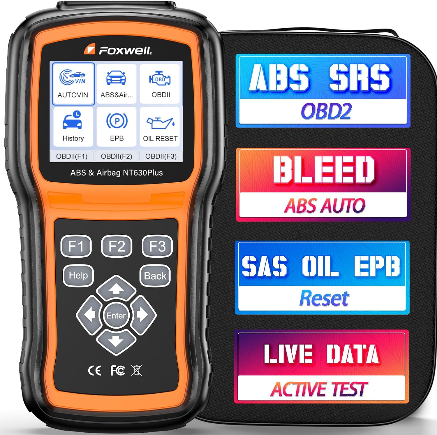 FOXWELL NT630 Plus ABS/SRS OBD2 Scanner, ABS Auto Bleed, Oil EPB SAS Resets