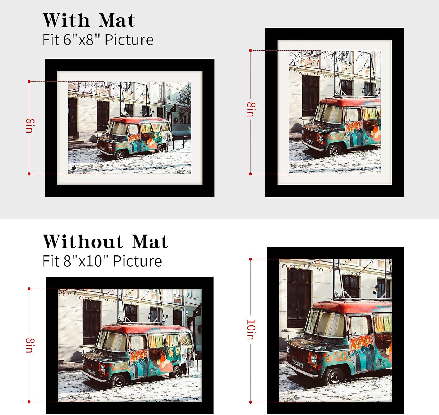 WUTL 8x8 Black Picture Frames Square