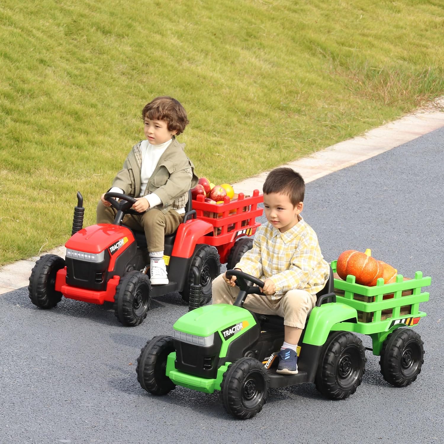 TOBBI Kids Electric Ride On Toy Tractor, Toddlers 12V Battery-Powered Car to Drive
