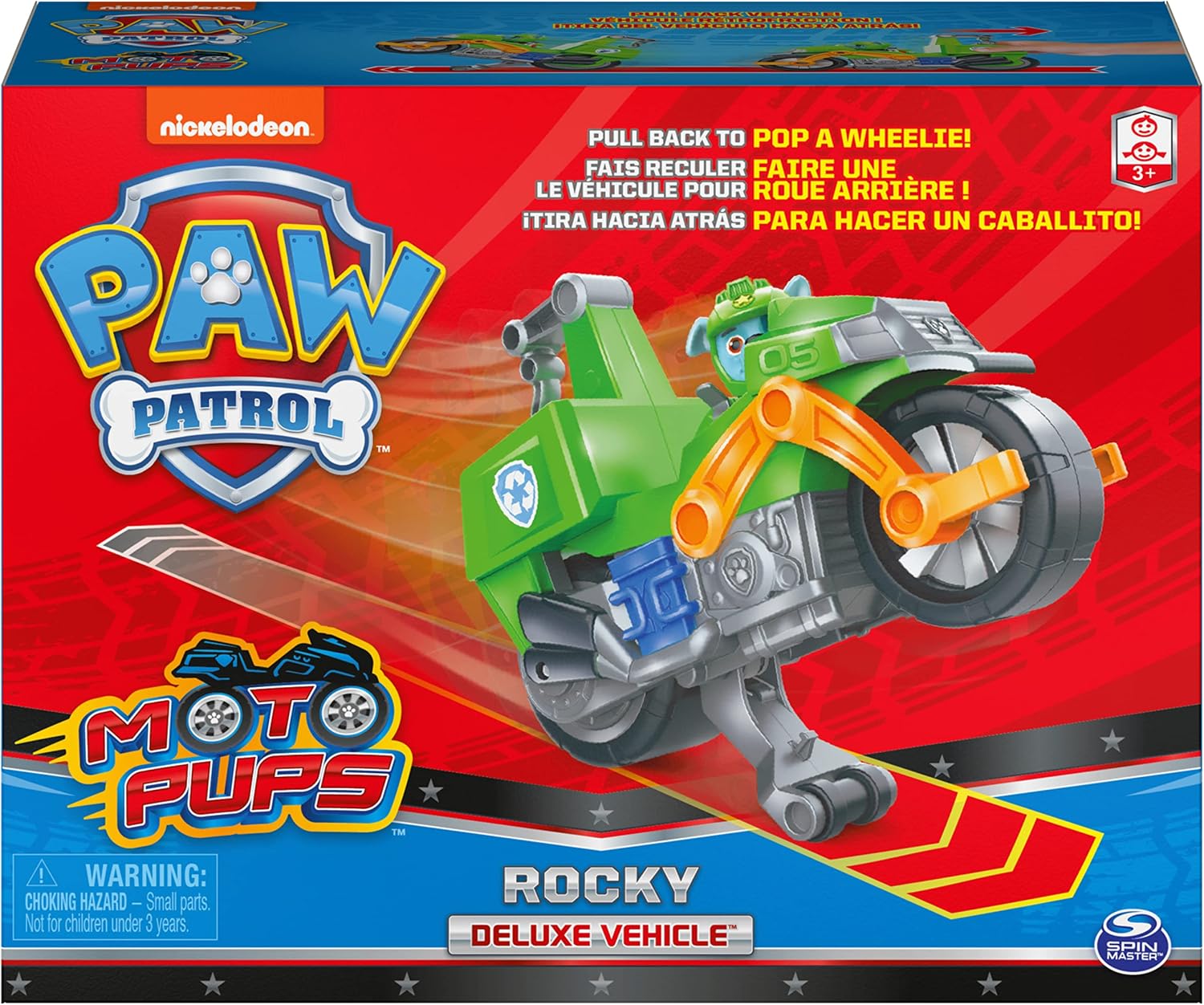 PAW Patrol, Moto Pups Wildcat’s Deluxe Pull Back Motorcycle Vehicle with Wheelie Feature and Toy Figure