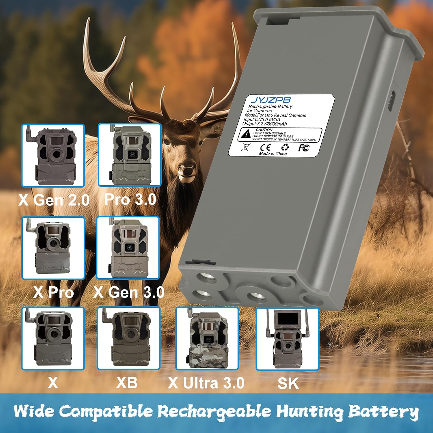 Rechargeable Reveal Lipo Lithium Battery for Trail Camera Reveal Pro 3.0 | for Reveal Cellular Trail Camera Pro 3.0, X Pro, X Gen 3.0, X Ultra 3.0