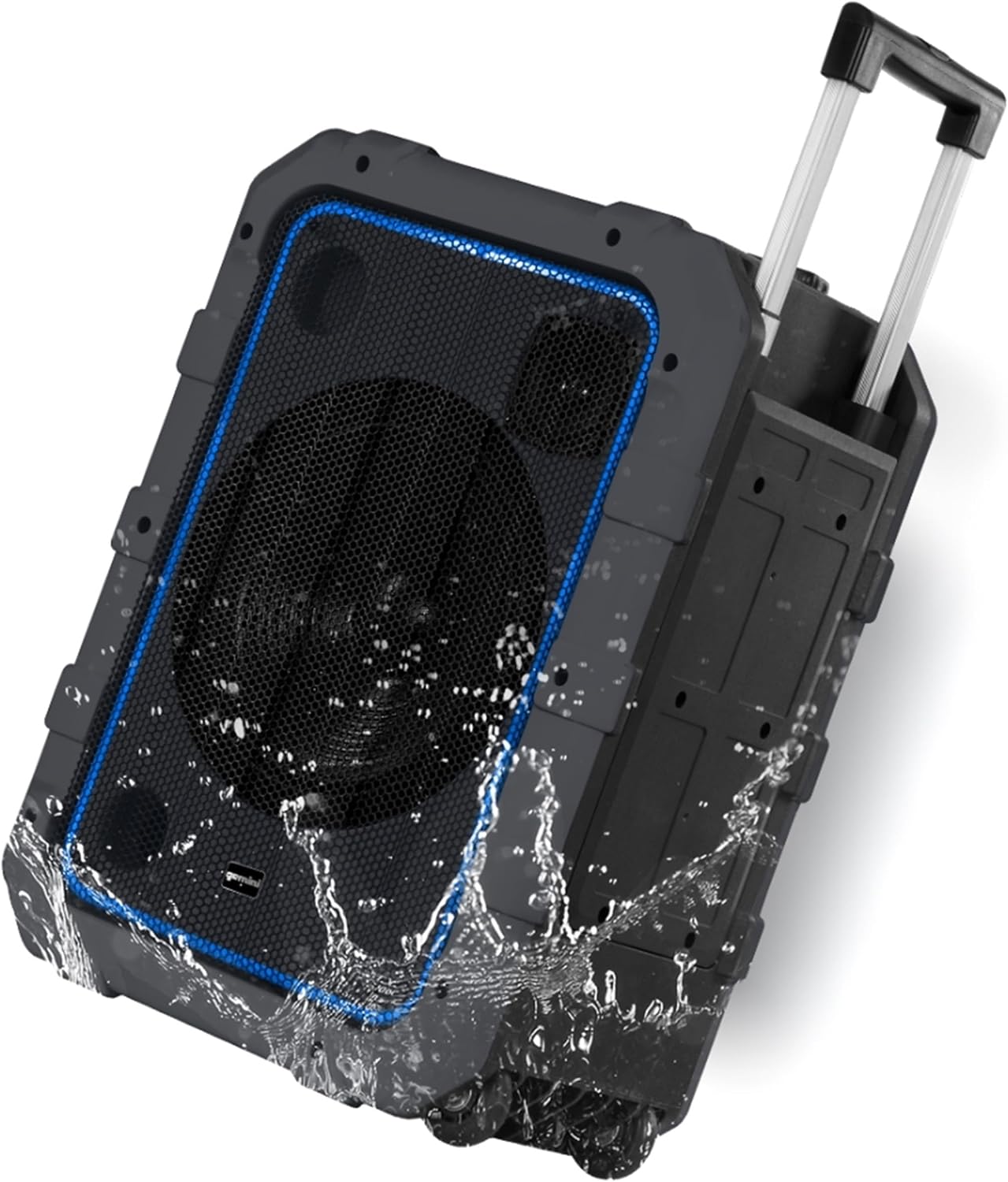 Gemini Portable Party Speaker with Wheels, LED & Mic, Gray (MPA-2400)