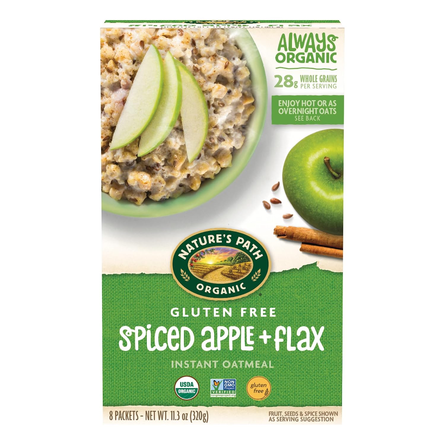 Natures Path, Oatmeal Brown Sugar Maple Gluten Free 8 Count Organic, 11.3 Ounce