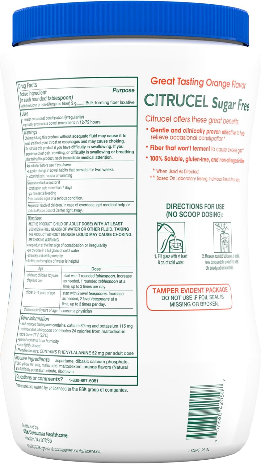 Citrucel Powder Fiber Therapy for Occasional Constipation Relief, 32 oz | Sugar Free
