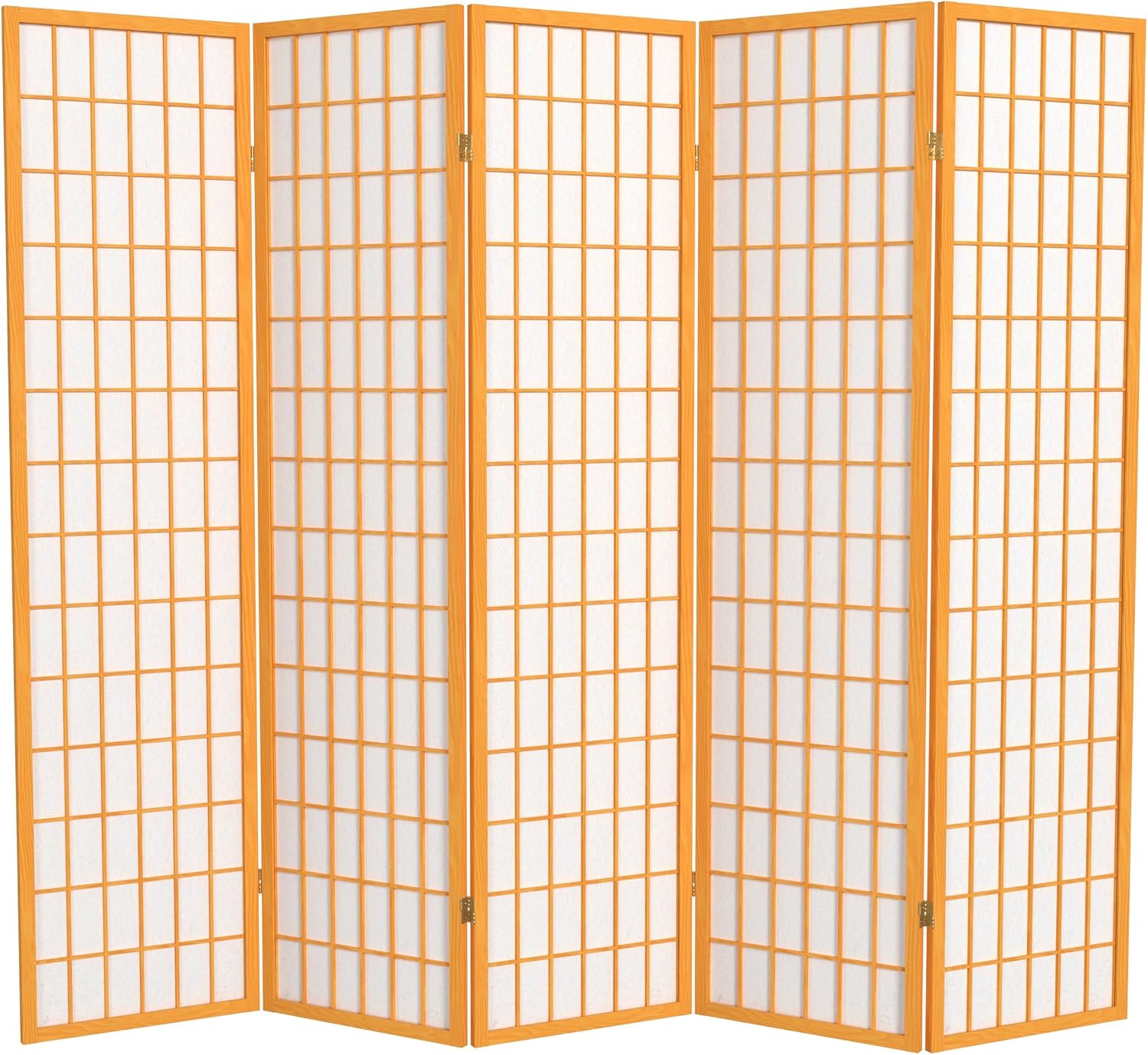 Red Lantern 6 ft. Tall Window Pane Shoji Screen - Walnut - 5 Panels
