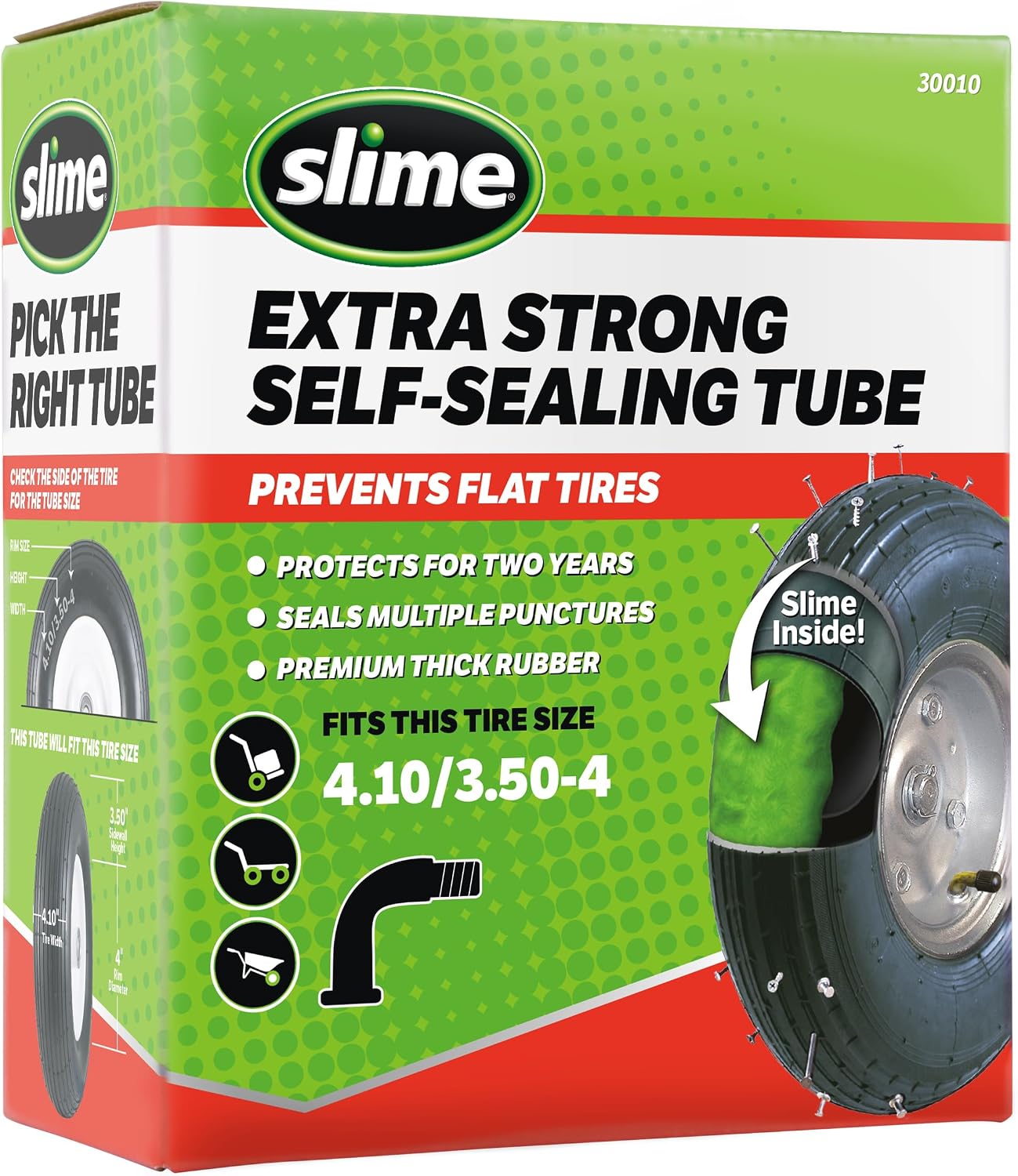 Slime 30014 Inner Tube for riding lawn mowers, ATVs, quads, tractors and other farm equipment, Extra Strong, Includes Self-Sealing Slime Sealant, Heavy Duty, 15x6.00-6" / 5.30/4.50-6" / 13x5.00-6"