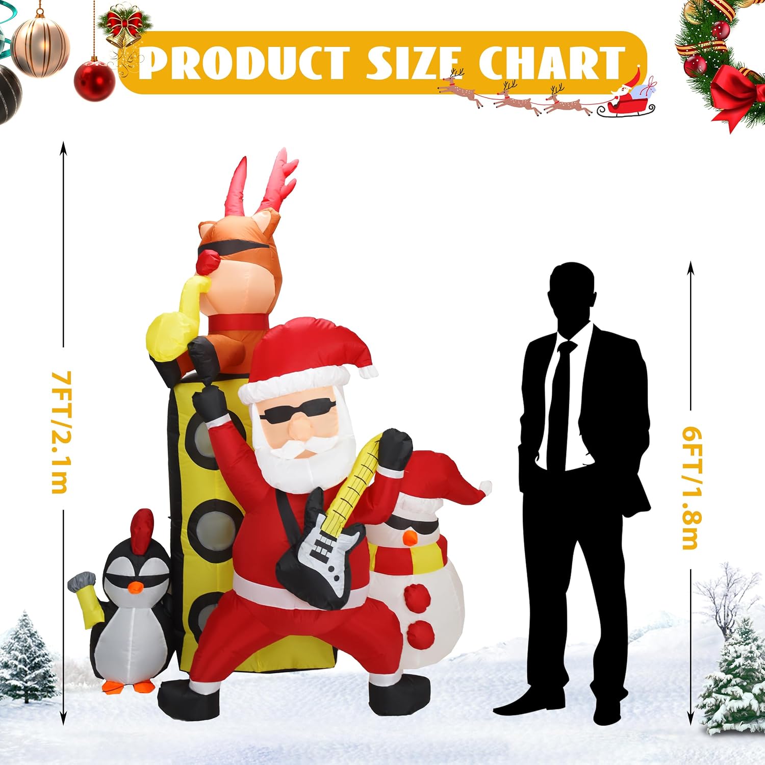 6.5FT H Animated Christmas Inflatable Tree with Santa Claus Chased by Dog Build-in LED Lights Funny Inflatable Dog Chasing Santa Claus,Blow Up Christmas Indoor Outdoor Decor
