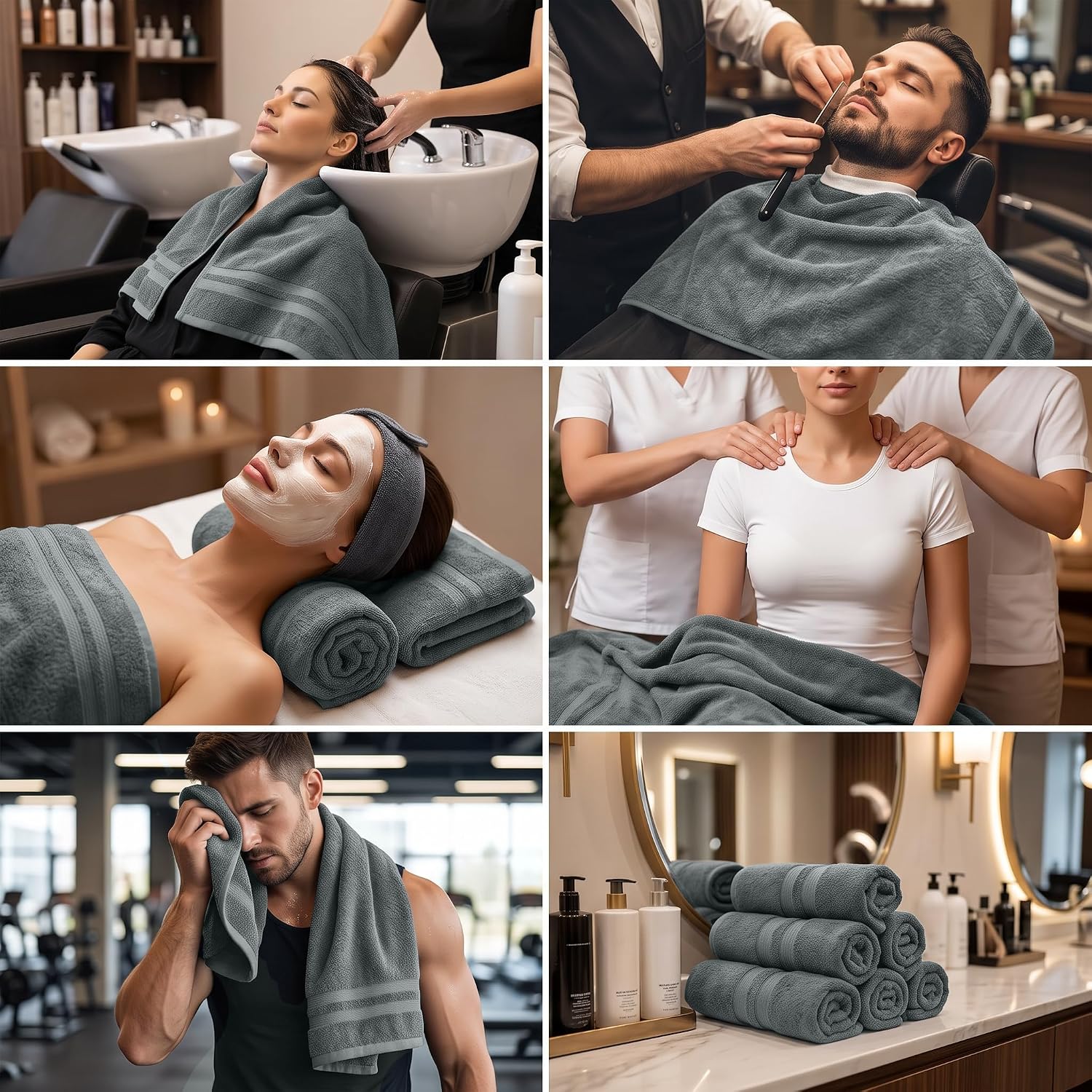 DAN RIVER 100% Cotton Salon Towels Set – 16x26 inches, Pack of 24, Highly Absorbent and Quick-Dry Towels for Hand, Salon, Spa, Beauty