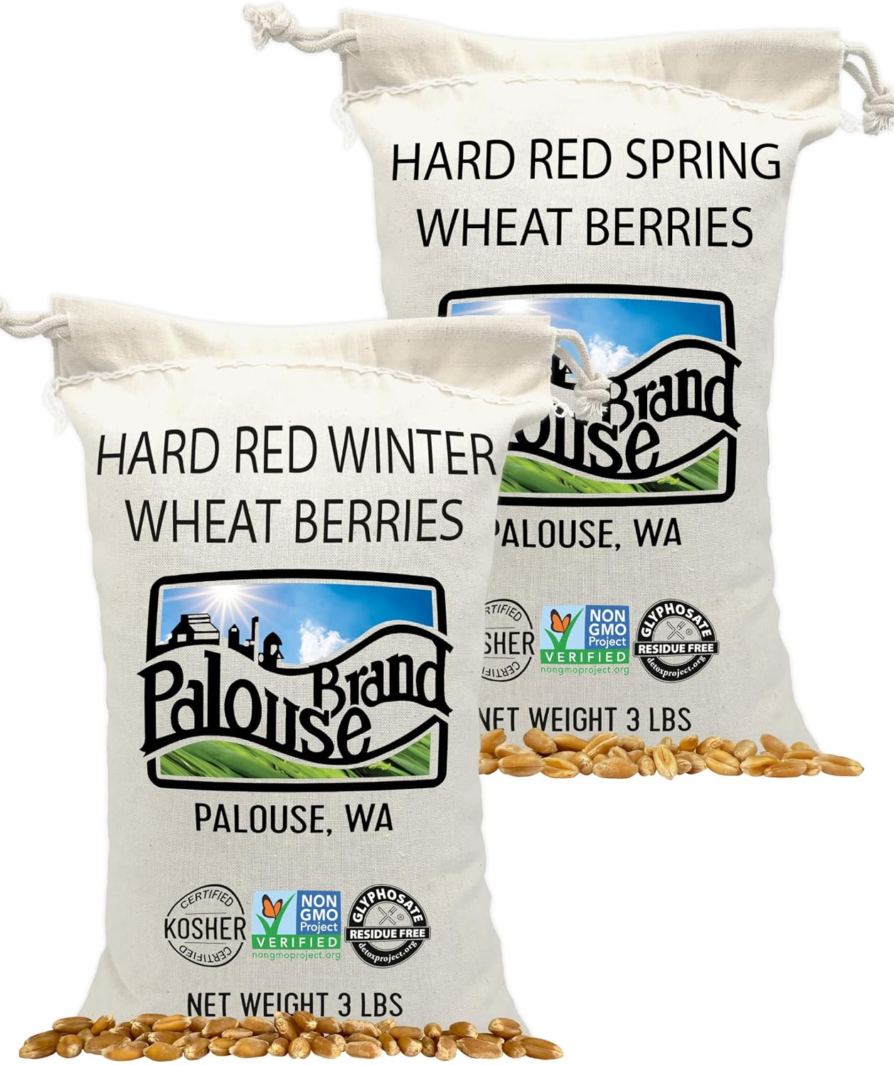 Palouse Brand Certified Glyphosate Residue Free Hard Red Winter Wheat Berries | 5 LBS | Family Farmed in Washington State | Non-GMO Project Verified | Certified Kosher Parve