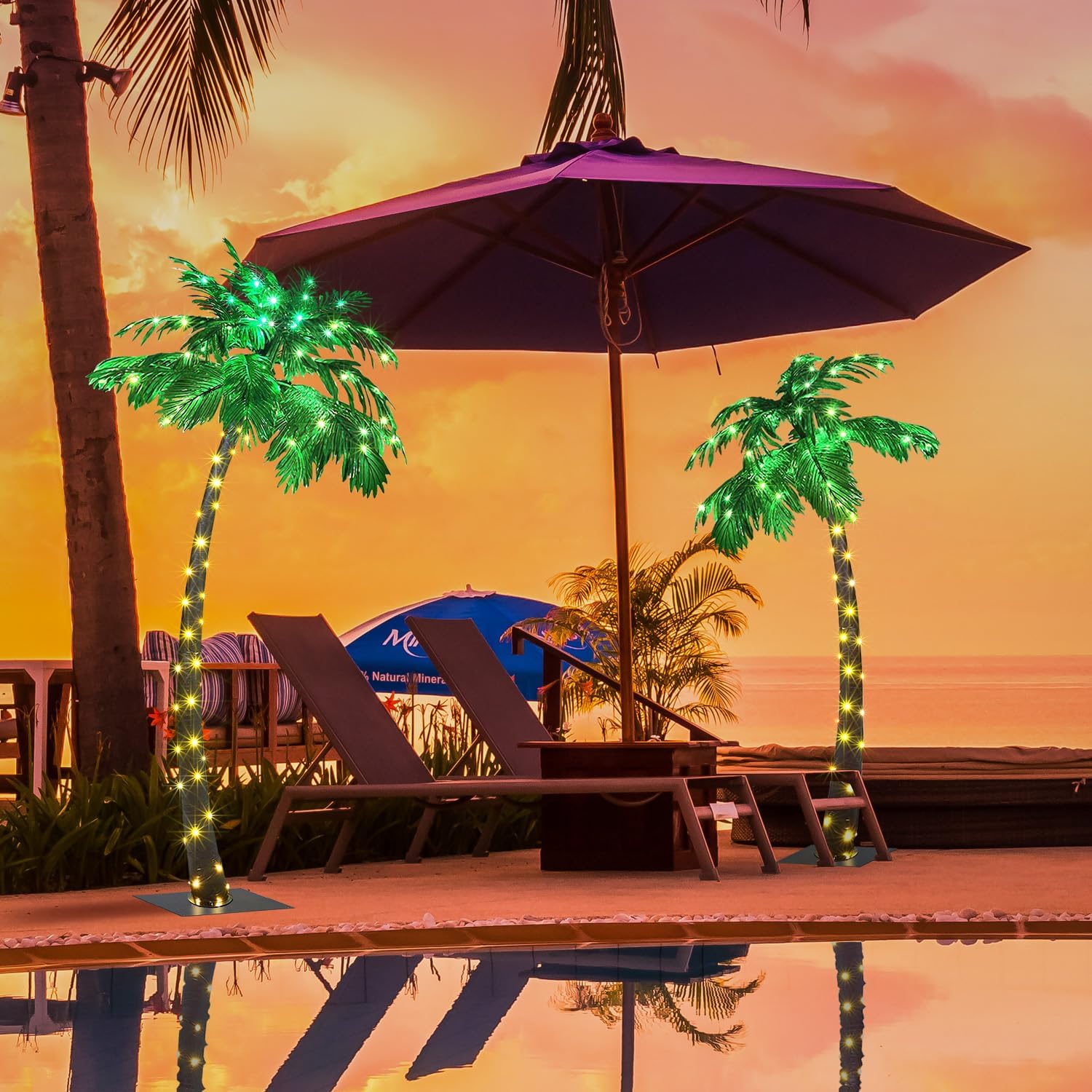 Lightshare 7 Feet Palm Tree 152LED Lights Artificial Fake Tree Decoration for Tiki Bar Outside Patio Porch Pool Christmas Nativity