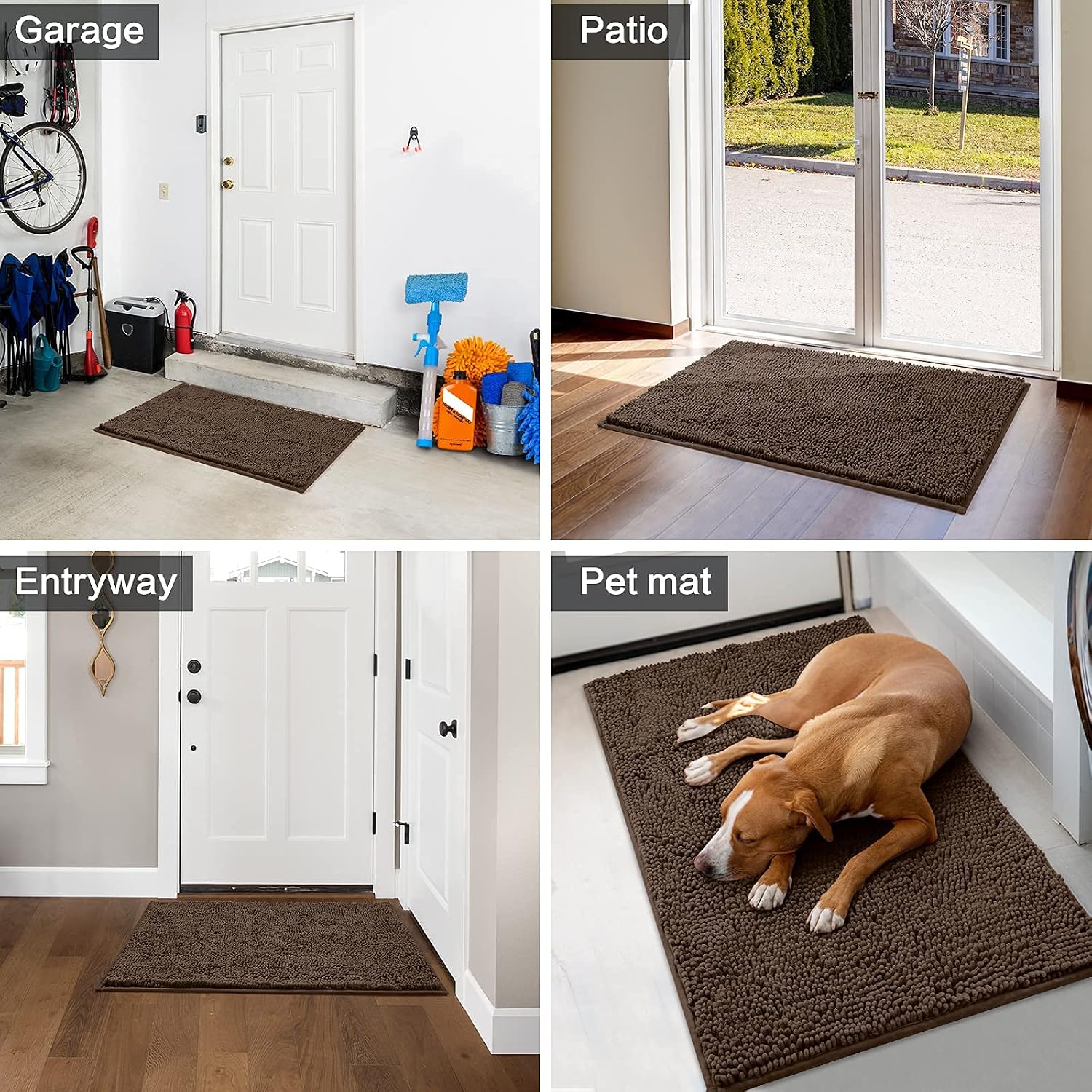 HOMEIDEAS Dog Door Mat for Muddy Paws 30x20, Absorbs Moisture and Dirt, Non-Slip Washable Doormat, Soft Chenille Mud Mat for Dogs