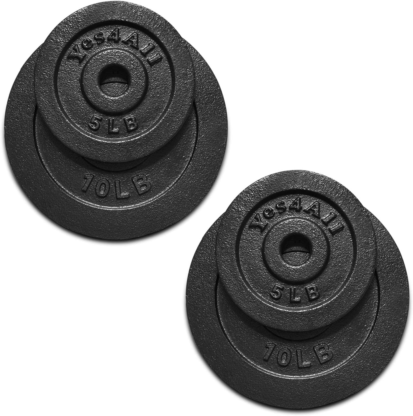 Yes4All Cast Iron Weight Plates, 1.15-Inch Standard Hole Weight Plate Set of 4 & 8, Fits Dumbbell Handles for Strength Training
