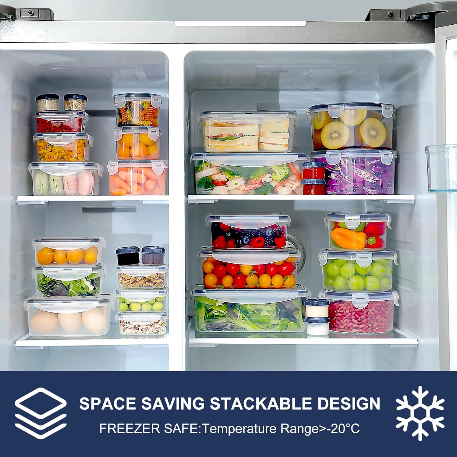 28 Pieces Food Storage Containers with Lids EXTRA LARGE Freezer Containers for Food BPA-Free Meat Fruit Vegetables Plastic Containers with lids