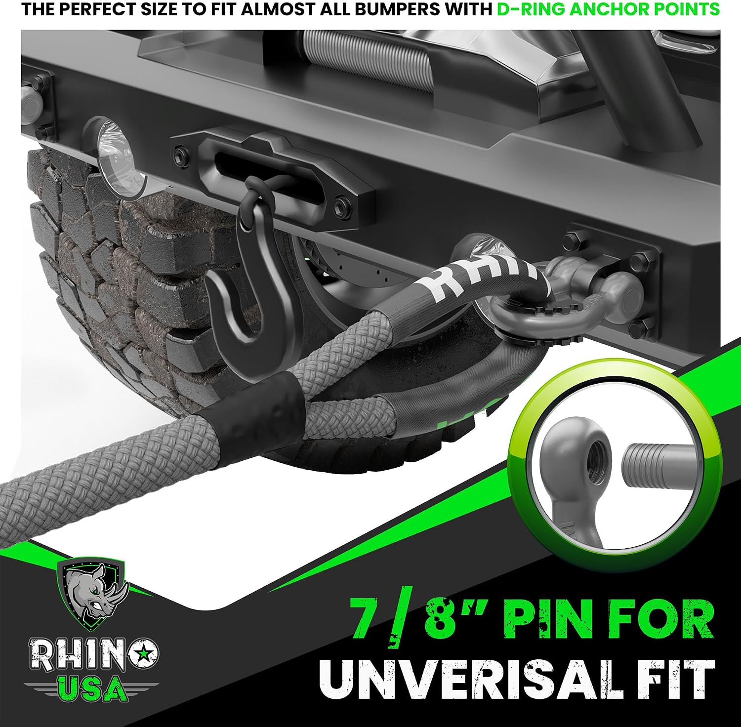 Rhino USA D Ring Shackles (2-Pack) - 41,850lb Break Strength