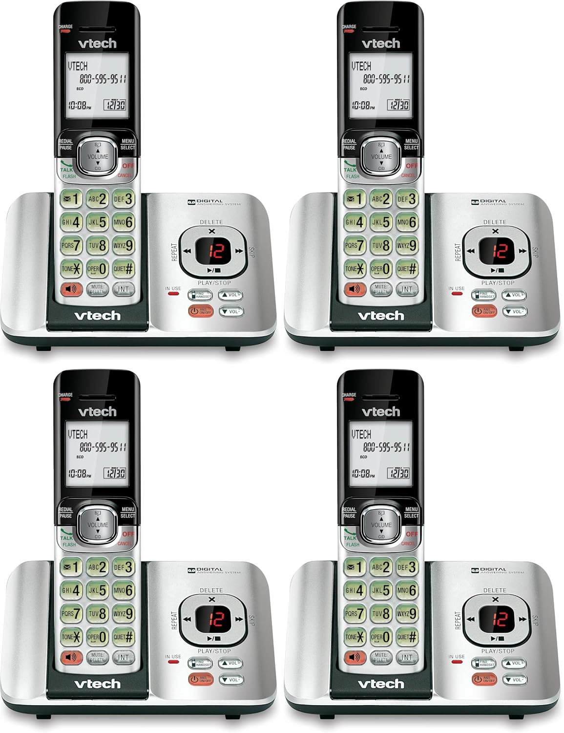VTech CS6719-2 2-Handset Cordless Phone with Caller ID/Call Waiting, Handset Intercom & Backlit Display/Keypad, Silver