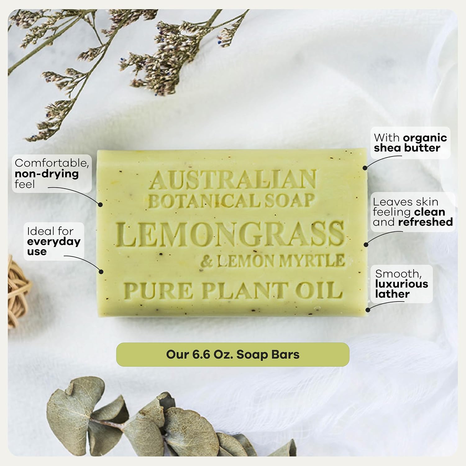 Australian Botanical Soap Sea Salt Soap Bars, 6.6 oz, Pack of 8