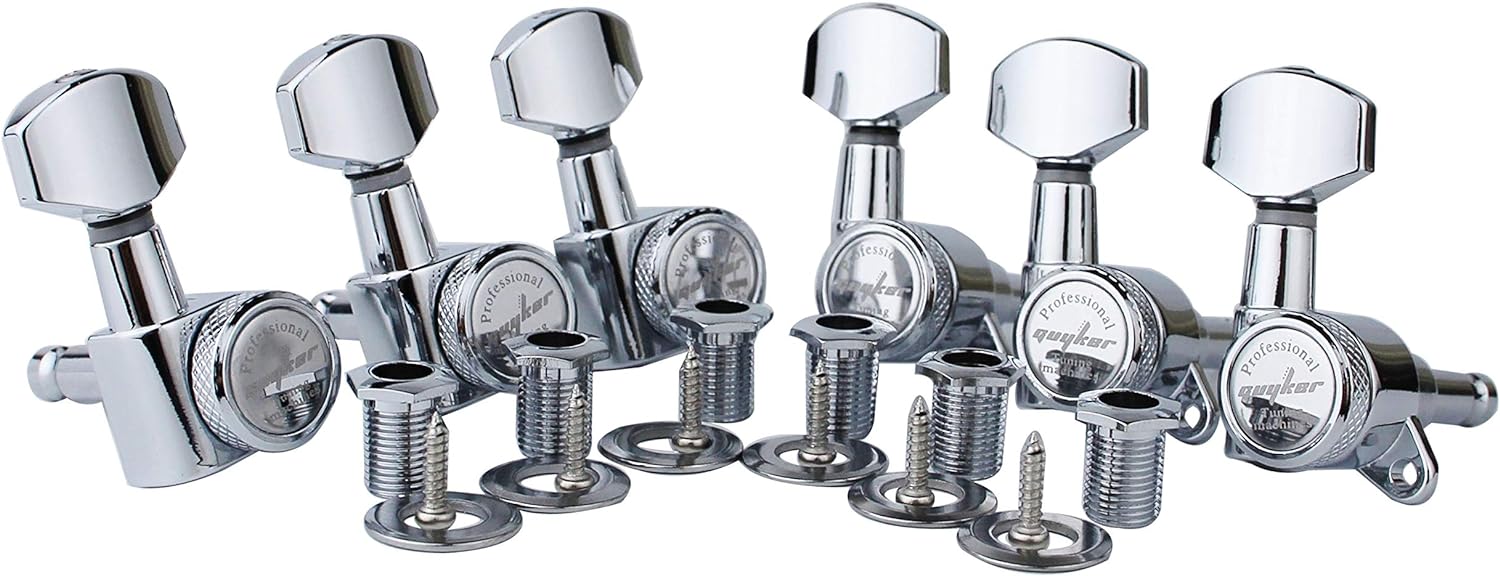 Guyker Guitar Locking Tuners (6 for Right) - 1:18 Lock String Tuning Key Pegs Machine Head with Hexagonal Handle Replacement for ST TL SG LP Style