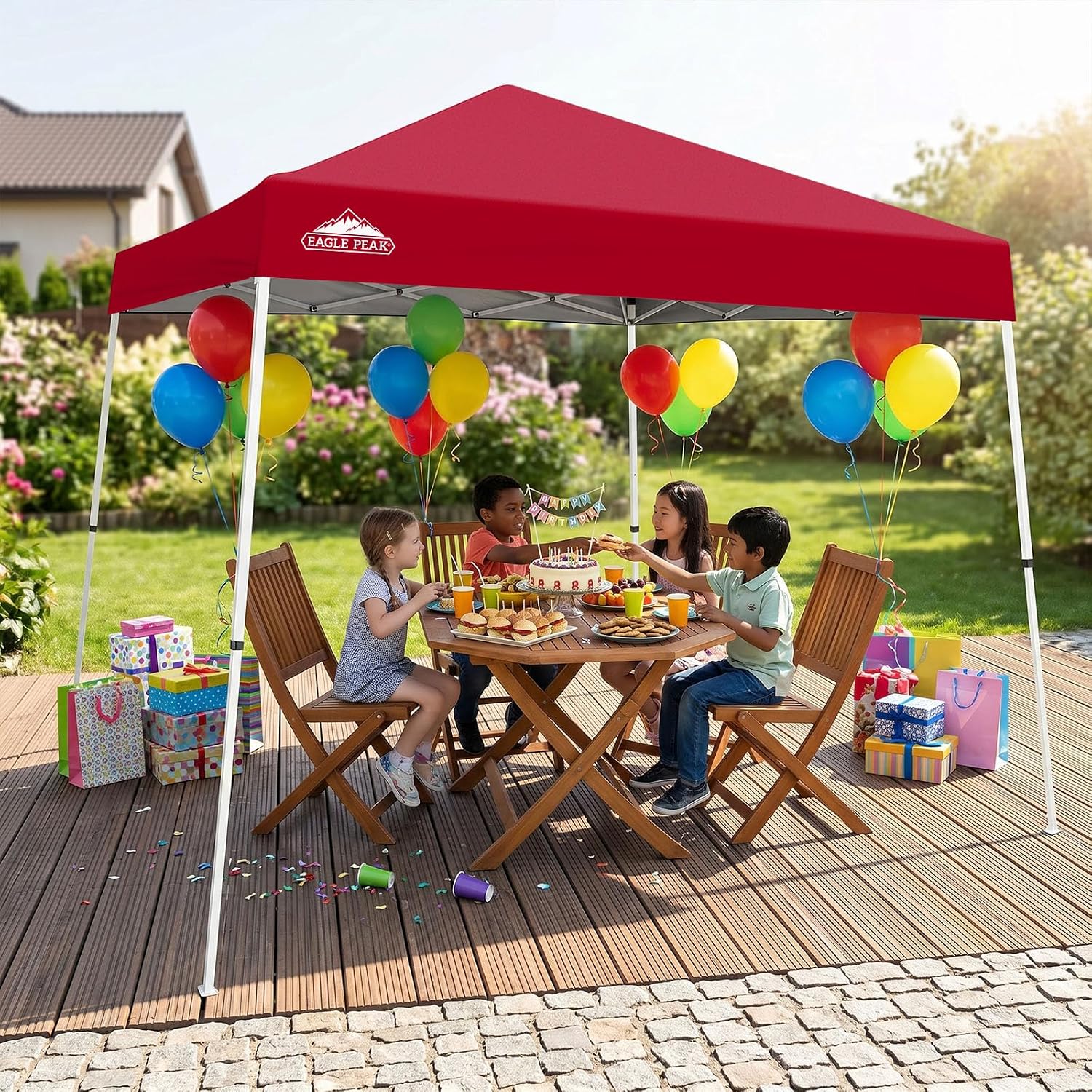 EAGLE PEAK 10x10 Slant Leg Pop Up Canopy Tent, Blue