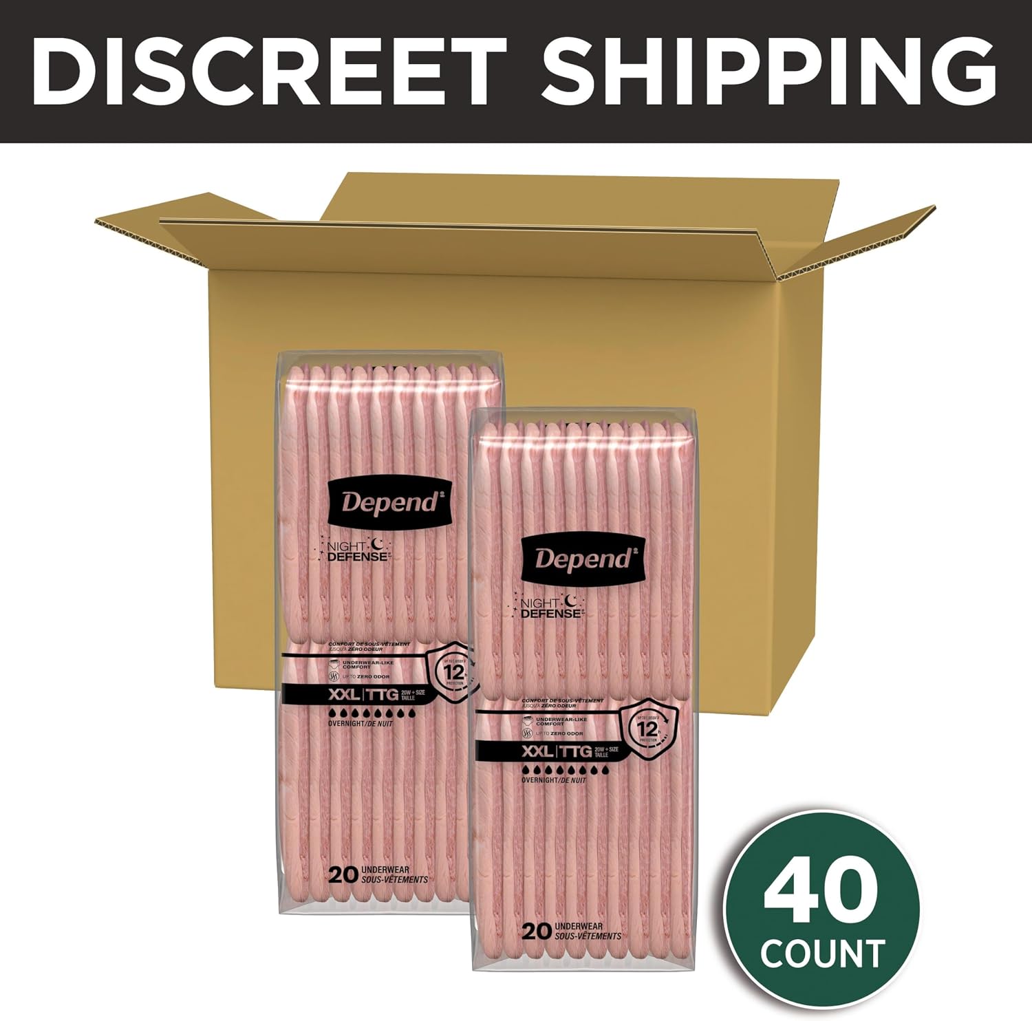 Depend Night Defense Adult Diapers for Women, Medium, 15 Count