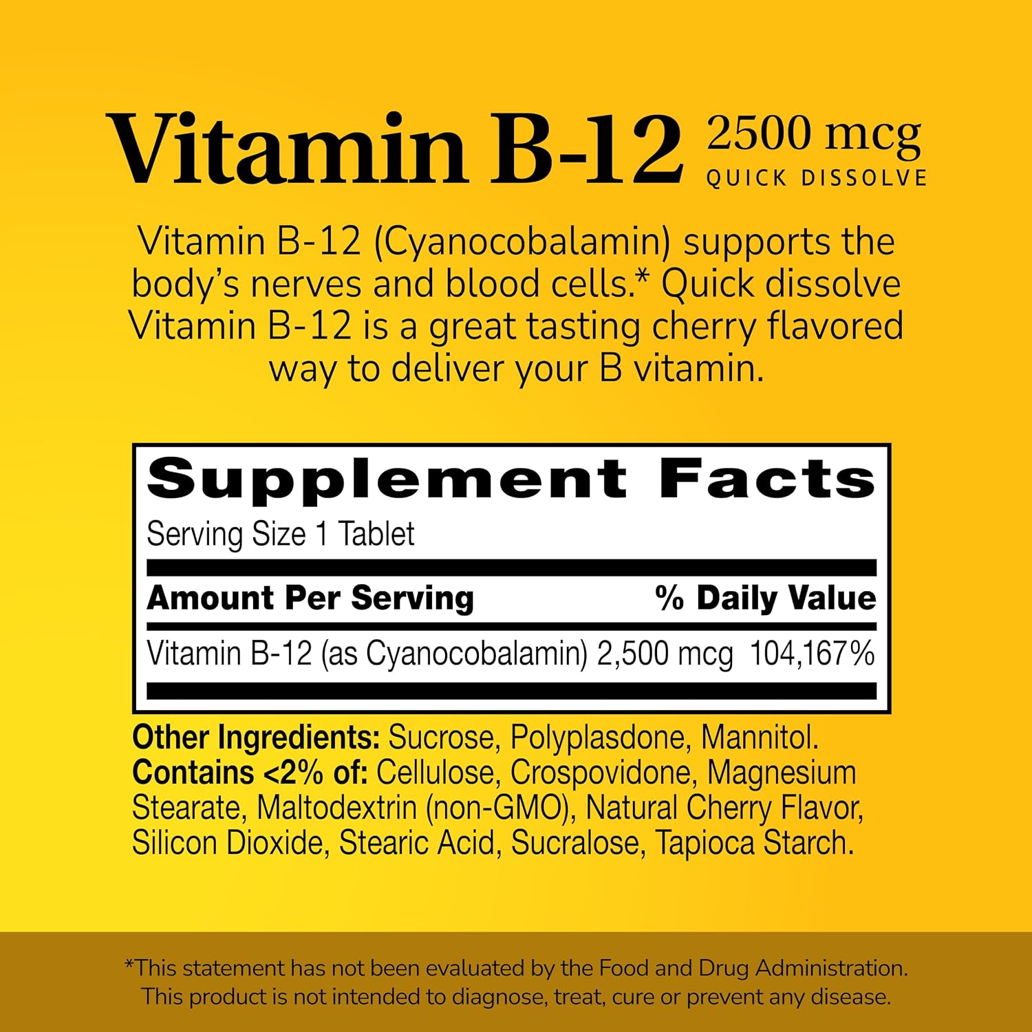 21st Century B-12 2500mcg Sublingual Tablets, High Potency, 110 Count | High-Potency Vitamin B12 2500 mcg, Natural Energy & Healthy Red Blood Cell Support, Vegan, Vegetarian, Third-Party Tested