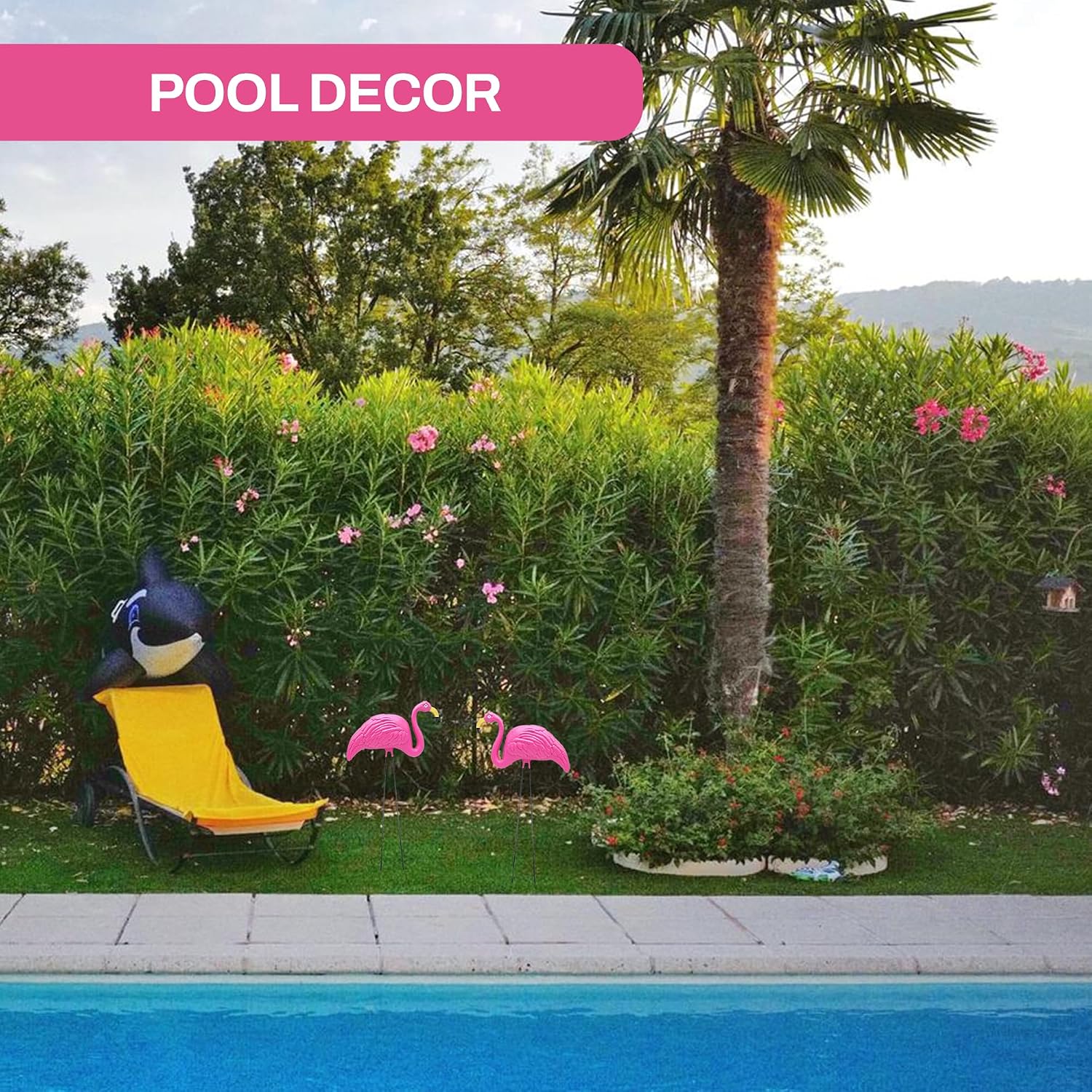 4E's Novelty 2 Pink Flamingos Yard Decorations - Extra Large 24" Flamingos Yard Ornaments - Pink Flamingos for Yard Sculptures & Statues - Lawn