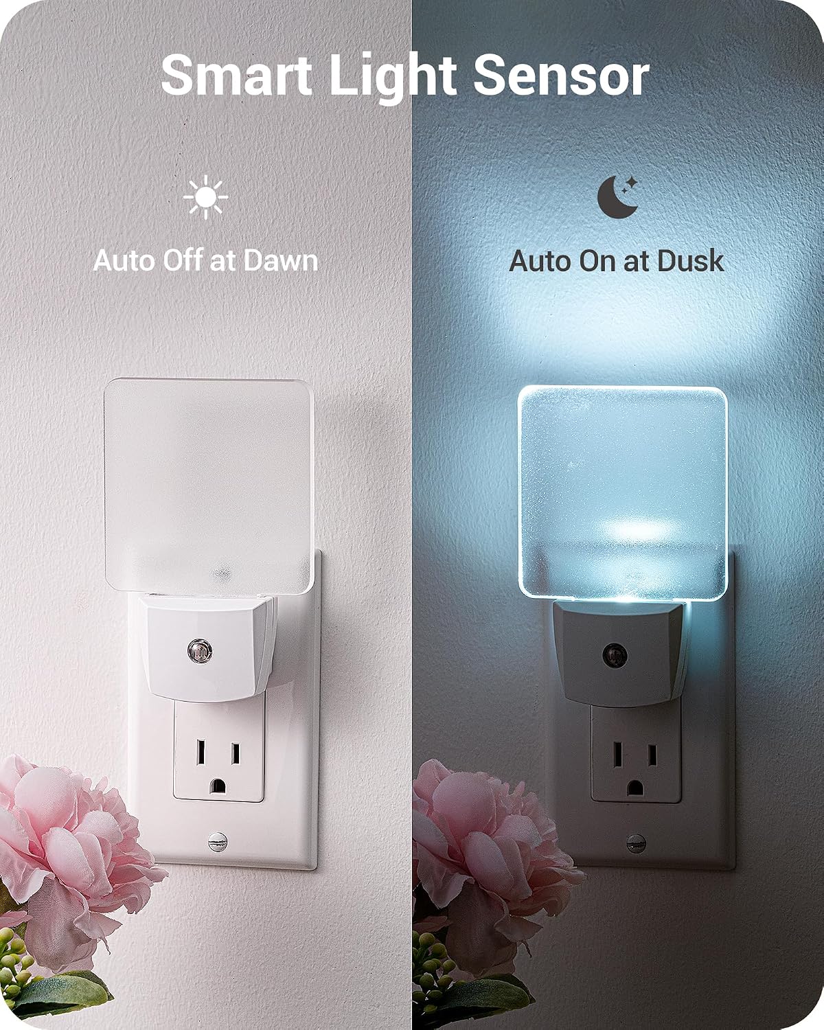 DEWENWILS Night Lights Plug into Wall, Plug in LED Night Lights 4 Pack | Dusk to Dawn Sensor, Cool White, Frosted Acrylic Shade for Bathroom