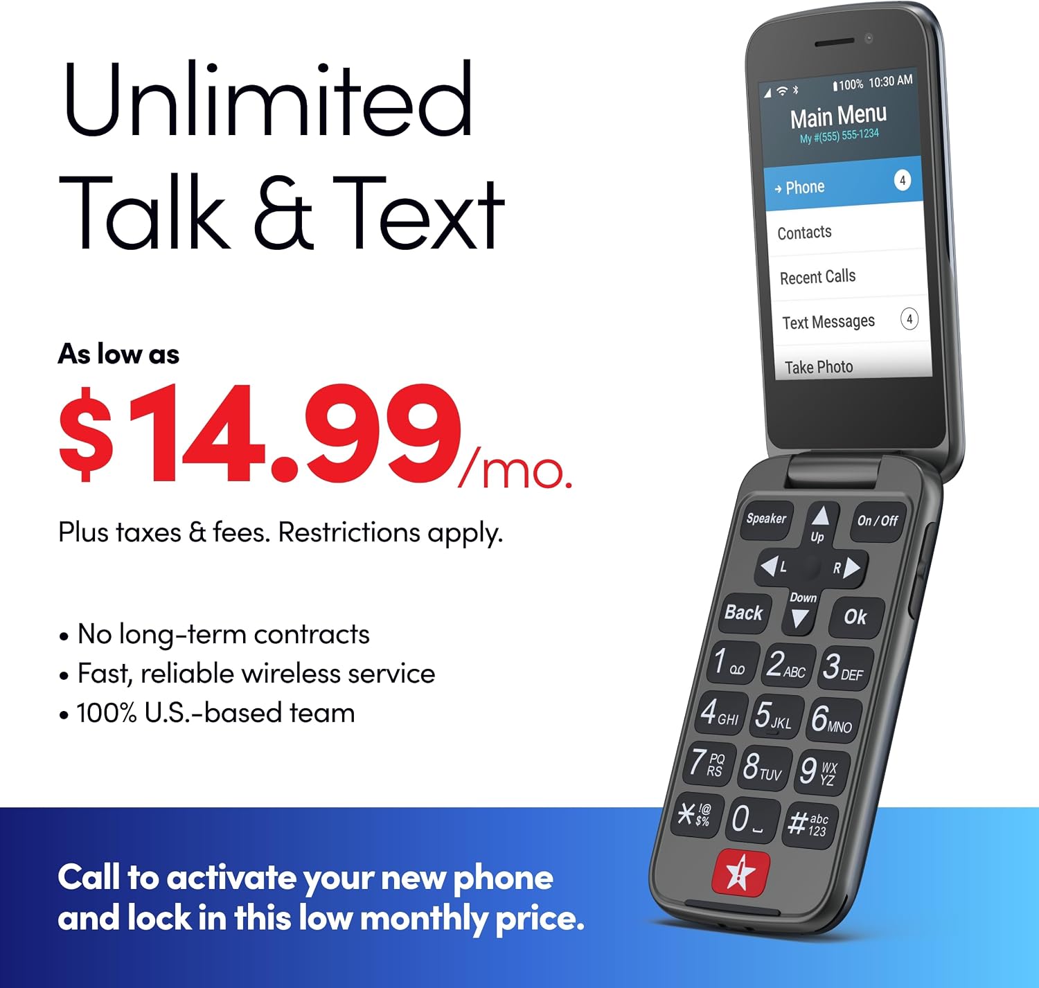 LIVELY Jitterbug Flip Cell Phone for Seniors, Flip2, Red