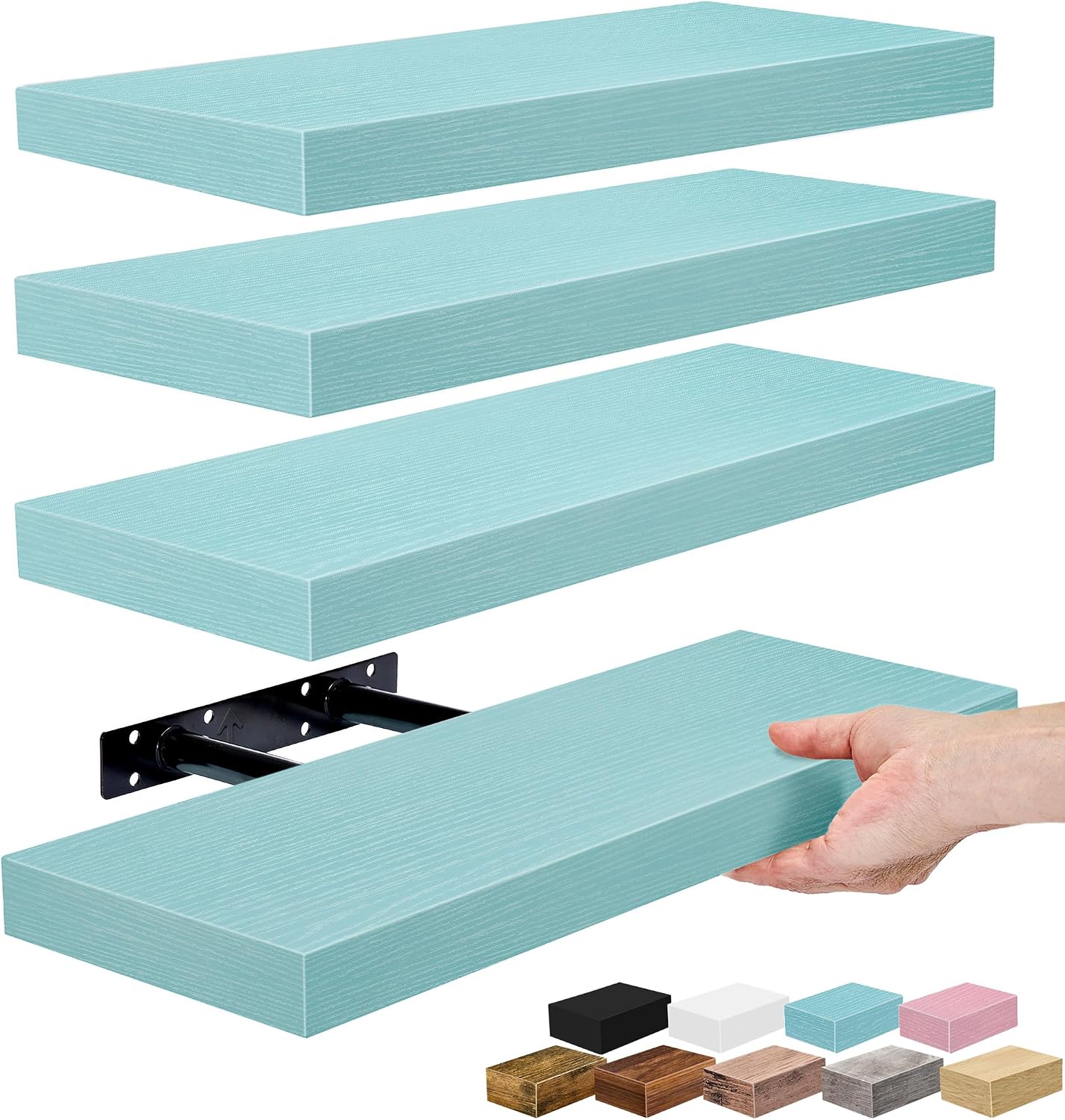 Sorbus Floating Shelves for Wall – 16 Inch Floating Shelf for Kitchen, Bedroom, Living Room, Bathroom, Home & Wall Decor - Mounted Bathroom Shelves with Invisible Brackets (Grey, 3 Pack)