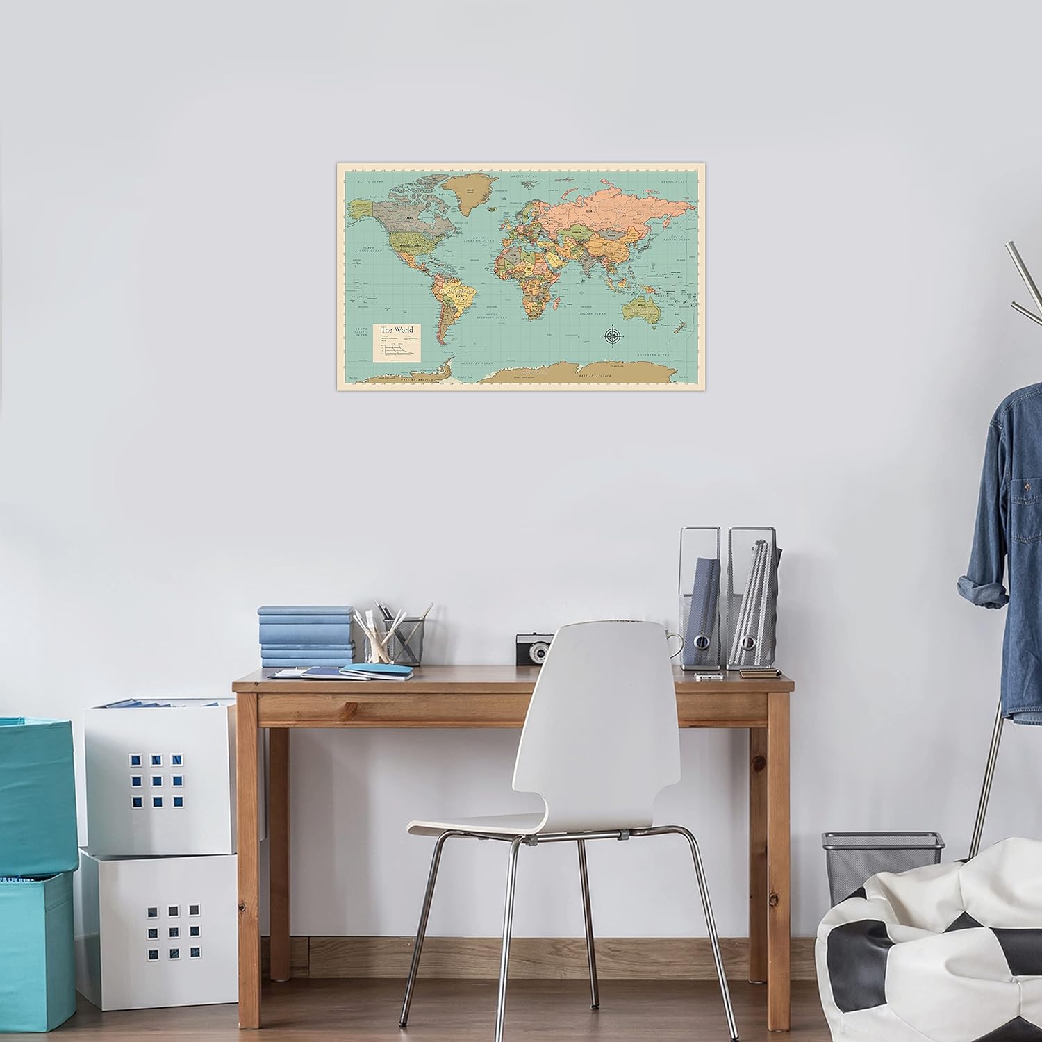 Laminated World Map & US Map Poster Set - 18" x 29" - Wall Chart Maps of the World & United States - Made in the USA - (LAMINATED, 18" x 29")