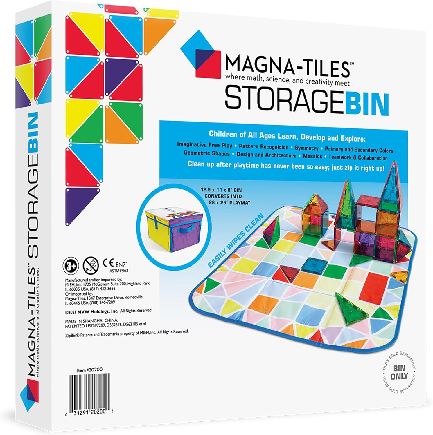 MAGNA-TILES Storage Bin & Interactive Play-Mat, The Original Magnetic Building Brand