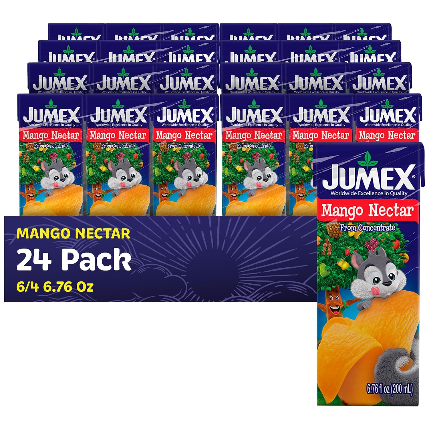 Jumex Apple Nectar Juice Boxes for Kids - Apple Juice Box with Straw - Mini Drinks for Kids - Made with Fresh Fruit Puree Concentrate - School Snacks & Smoothie Mix - 6.76oz, 24 Pack