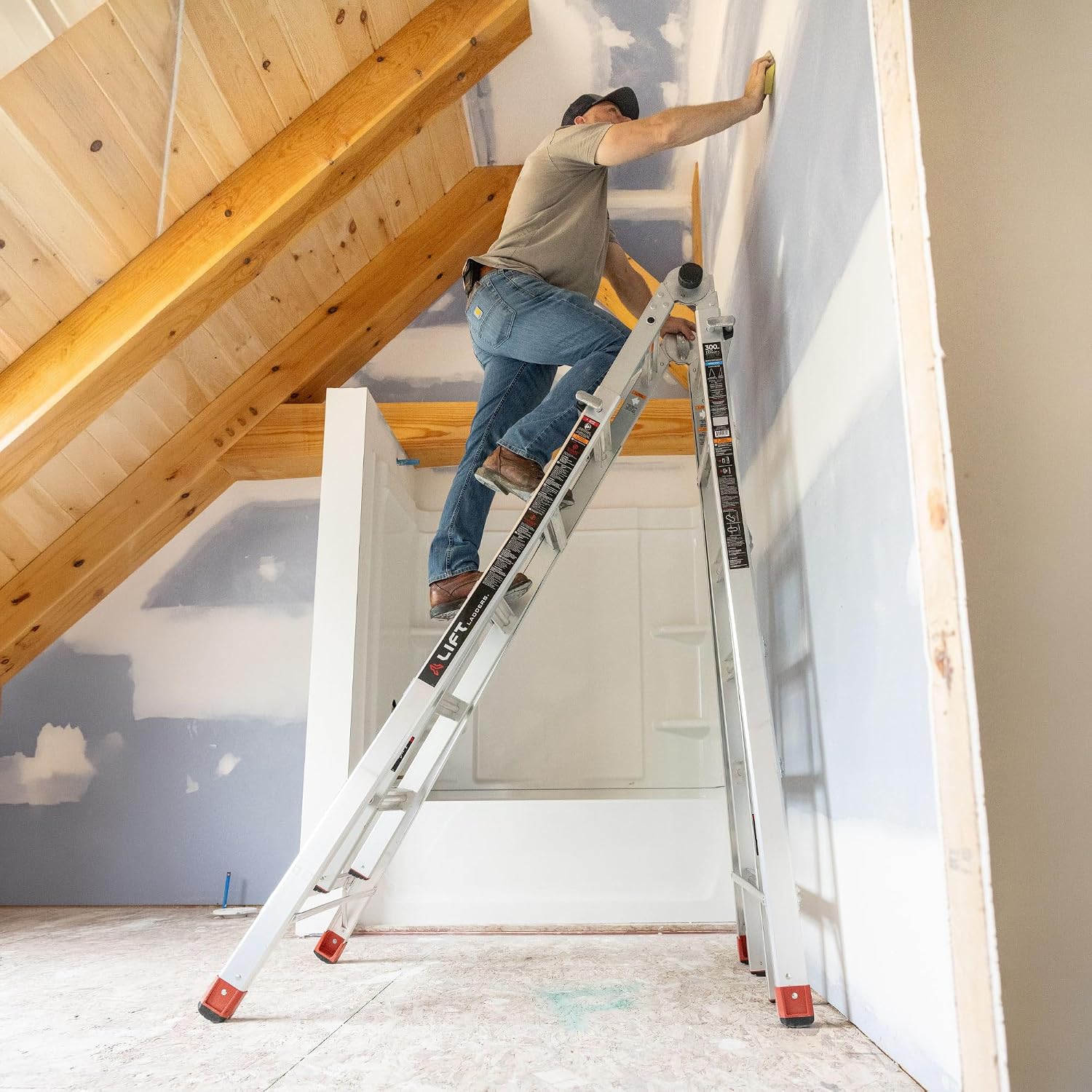 Lift Ladders 18-Ft Multi-Position Aluminum Ladder, 5-in-1, 300 lb. Capacity