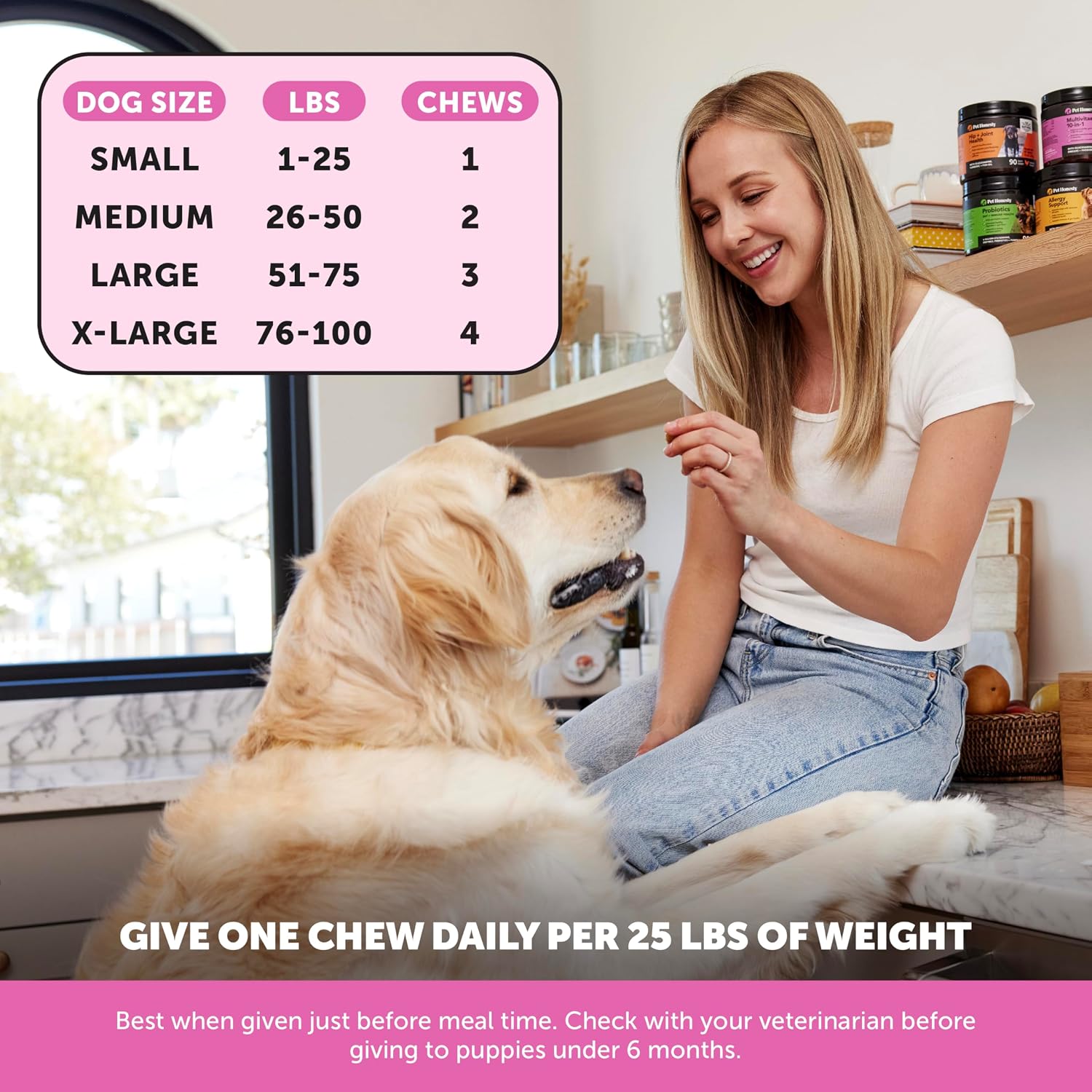 10-in-1 Dog Multivitamin Supplement with Glucosamine & Probiotics - Hip & Joint Support, Digestive Health, Immune Support, Heart & Skin - All-in-One Daily Vitamins & Omega-3s for Dogs, Chicken, 90 Ct