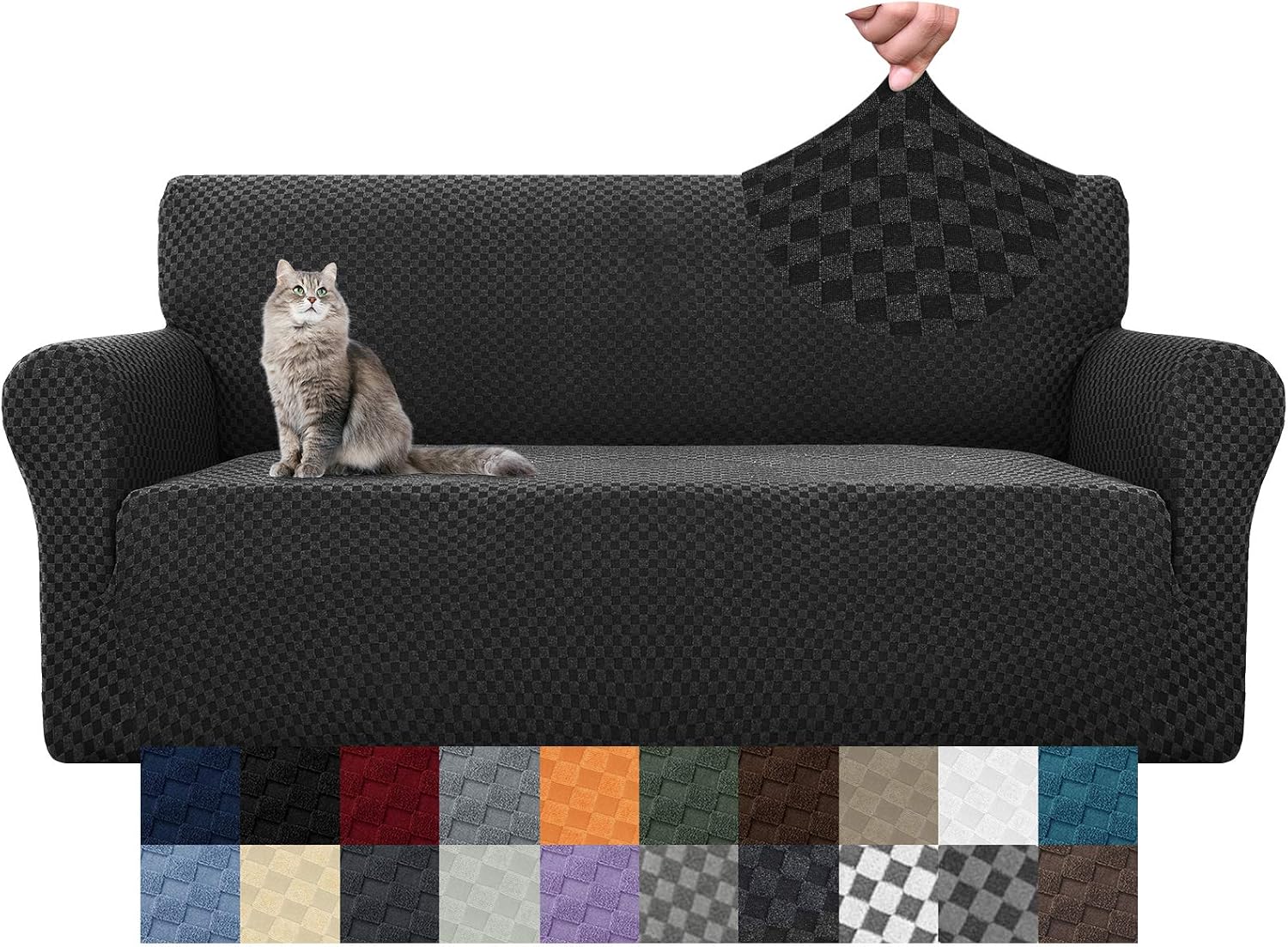 YEMYHOM Couch Cover Latest Jacquard Design High Stretch Sofa Covers for 2 Cushion Couch