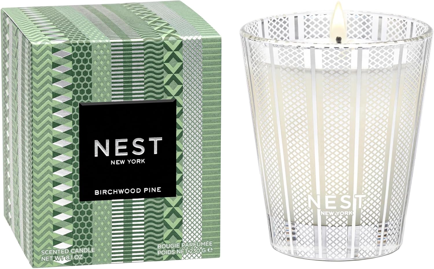 NEST New York Scented Classic Christmas Candle, Holiday - 8.1 oz - Up to 60-Hour Burn Time - Reusable Glass Vessel