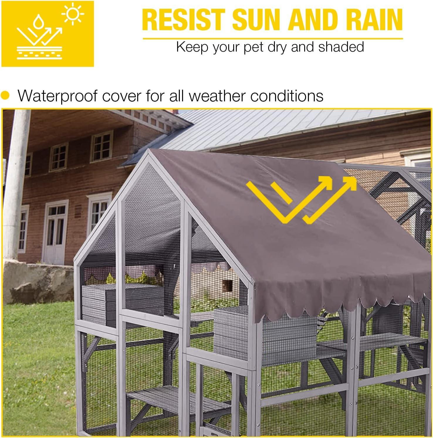 Aivituvin Extra Large Window Catio 5-Level Outdoor Cat Enclosure with Cover