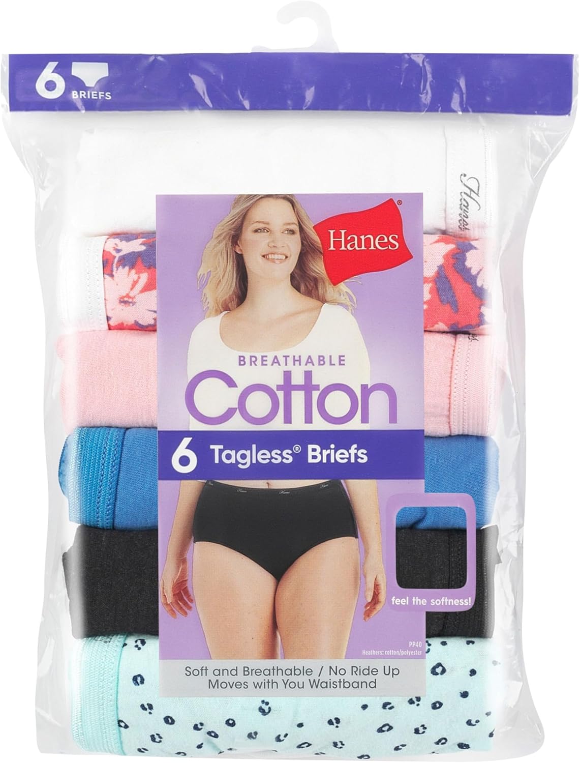 Hanes women's Hi-Cut Panties Pack, Lightweight Cotton Hi-Cuts, 6-Pack (Retired, Colors May Vary)