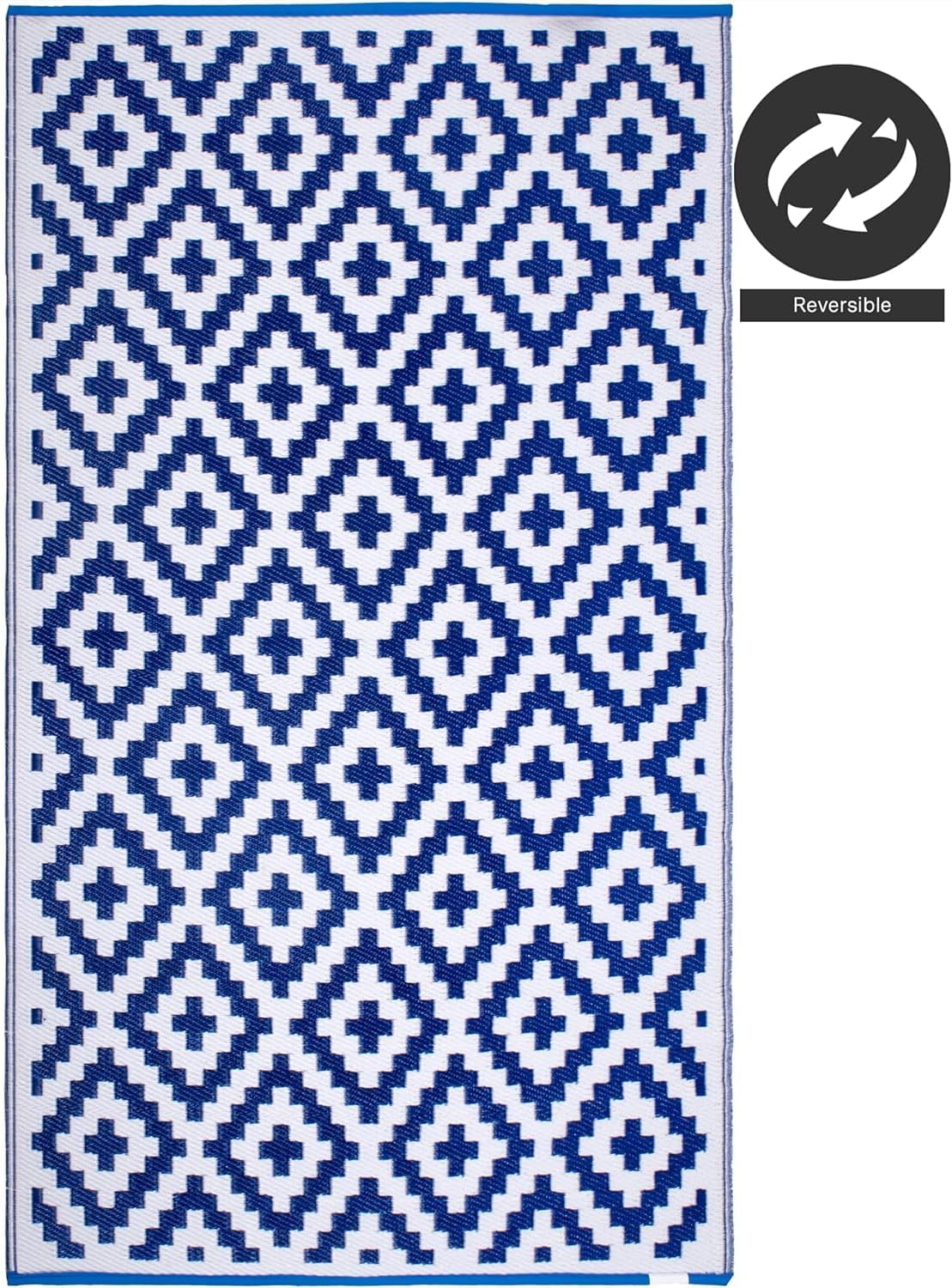 FH Home Outdoor Camping Rug - Waterproof, Fade Resistant, Reversible - Premium Recycled Plastic - Striped - Large Patio, Deck, Sunroom