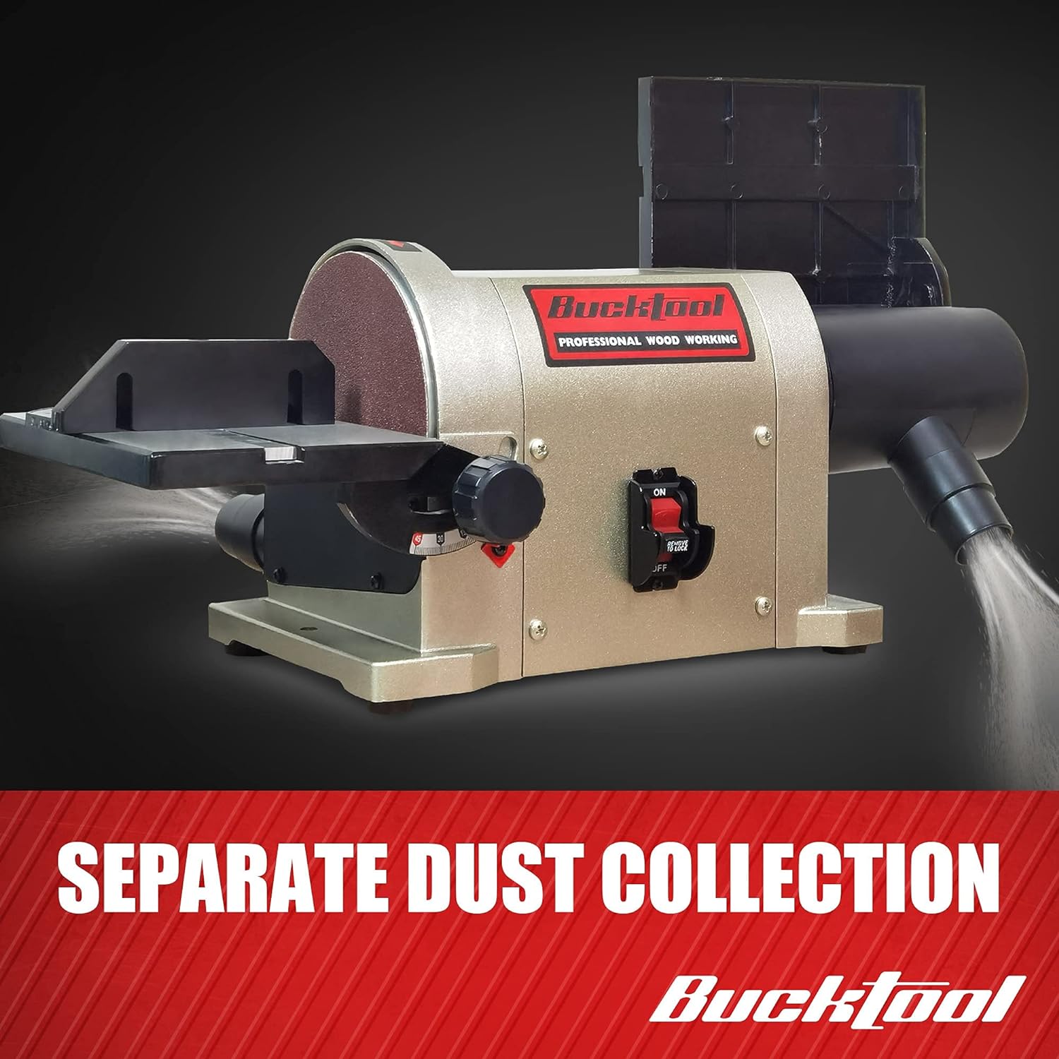 BUCKTOOL Bench Belt Disc Sander for Woodworking, 4x36" Belt, 6" Disc, 5A | Bench Sander with 3/4HP Direct Drive, 2161FPM, 3450RPM