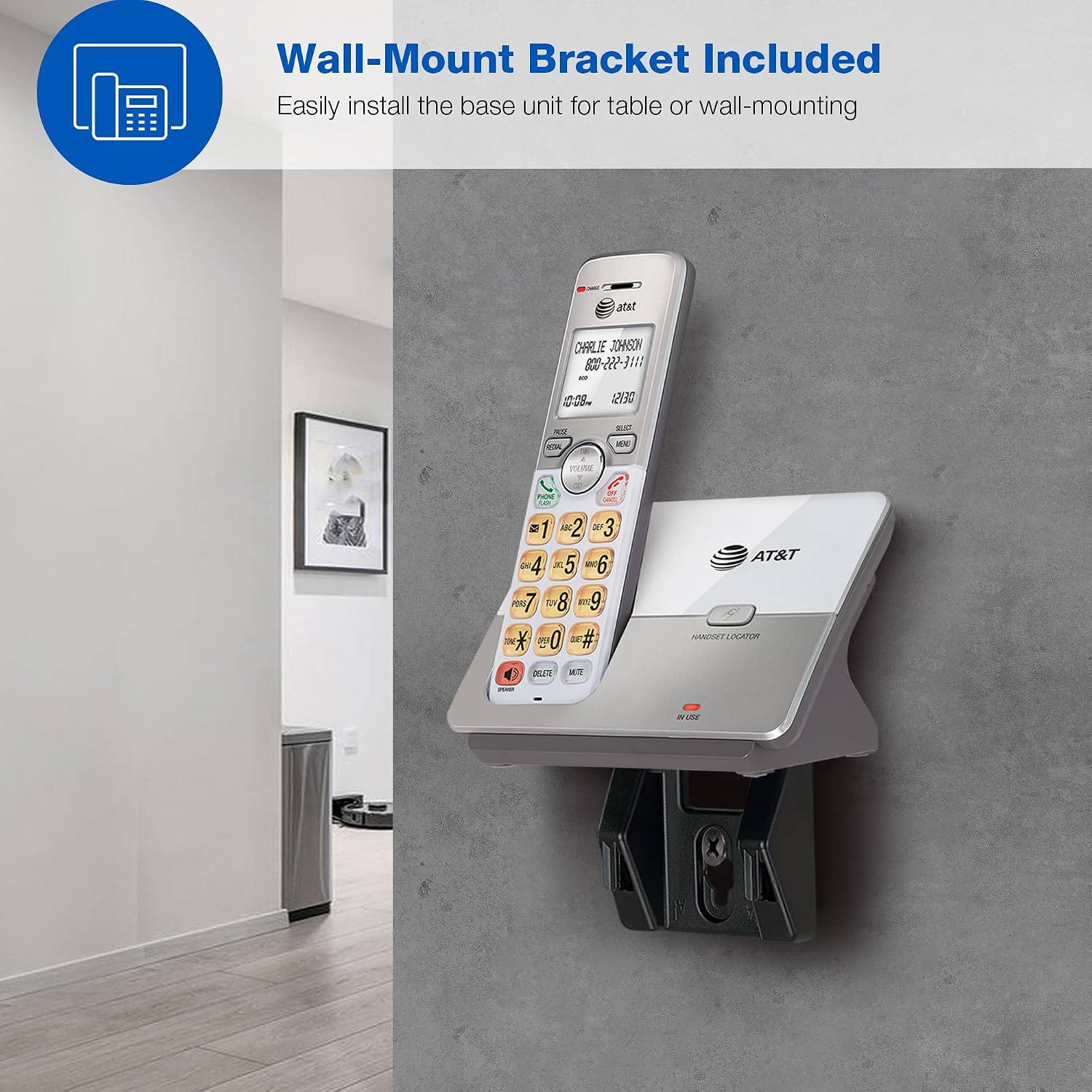 AT&T EL52213 2-Handset Cordless Phone, Light Champagne | Digital Answering System, Extra-Large Backlit Keys, Caller ID/Call Waiting, DECT 6.0, Expandable Speakerphone